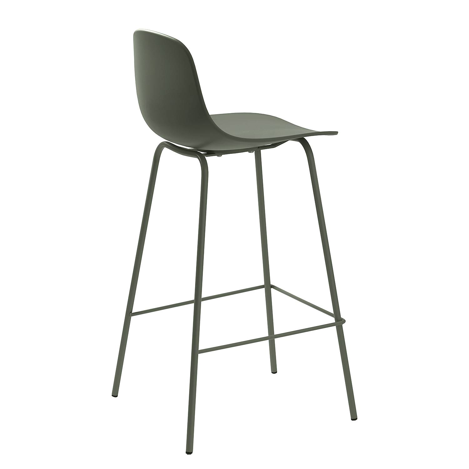 Bar stool Toledo Set of 2 Mixed fabric Steel Olive green
