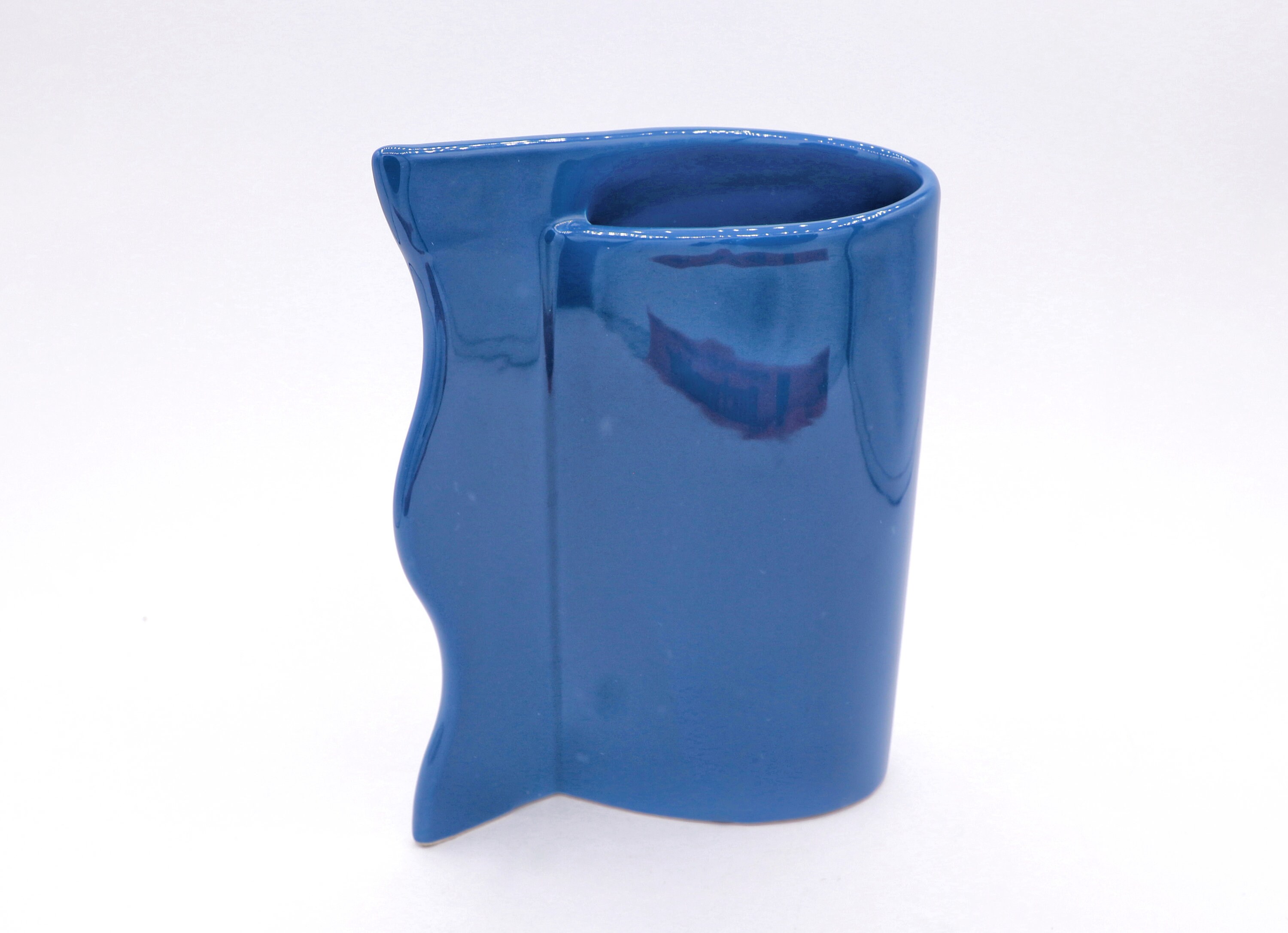 Vintage Blumenvase Keramik Blau 1990er Jahre