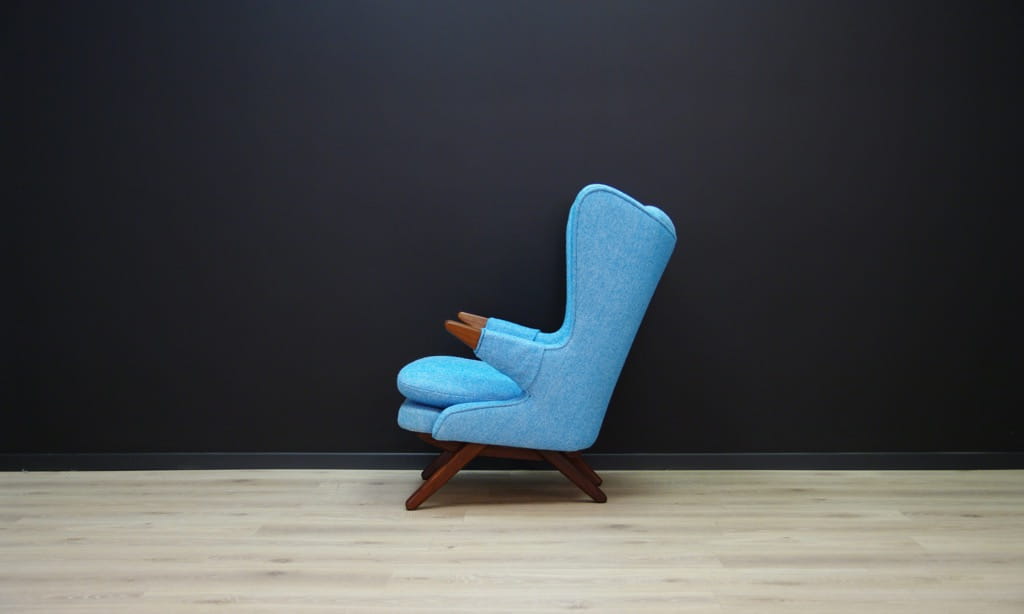 Vintage Armchair Teak Textile Blue 1960s
