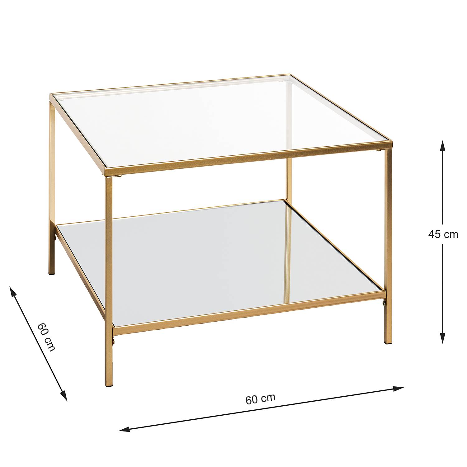 Beistelltisch Pag I Glas Metall Gold