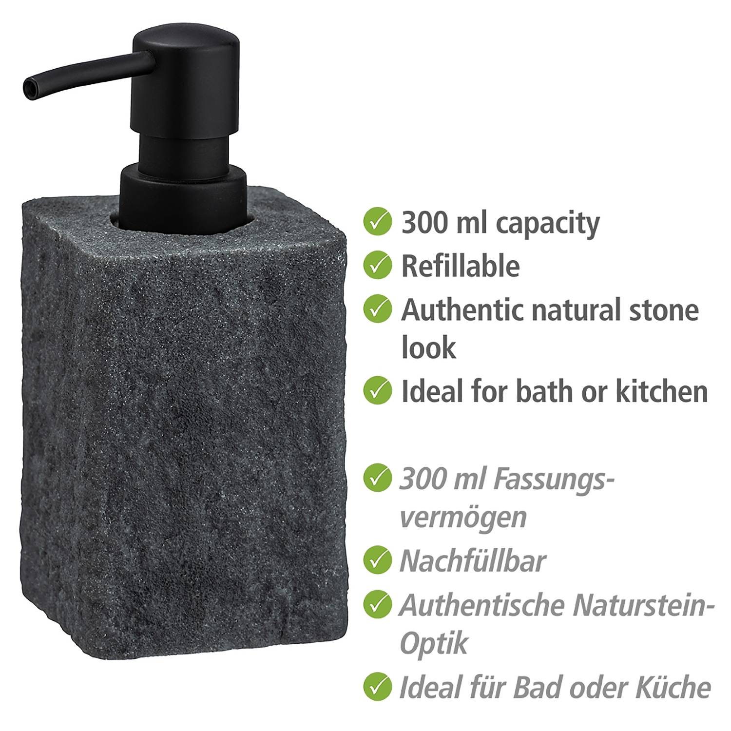 Soap dispenser Villata Polyresin Grey