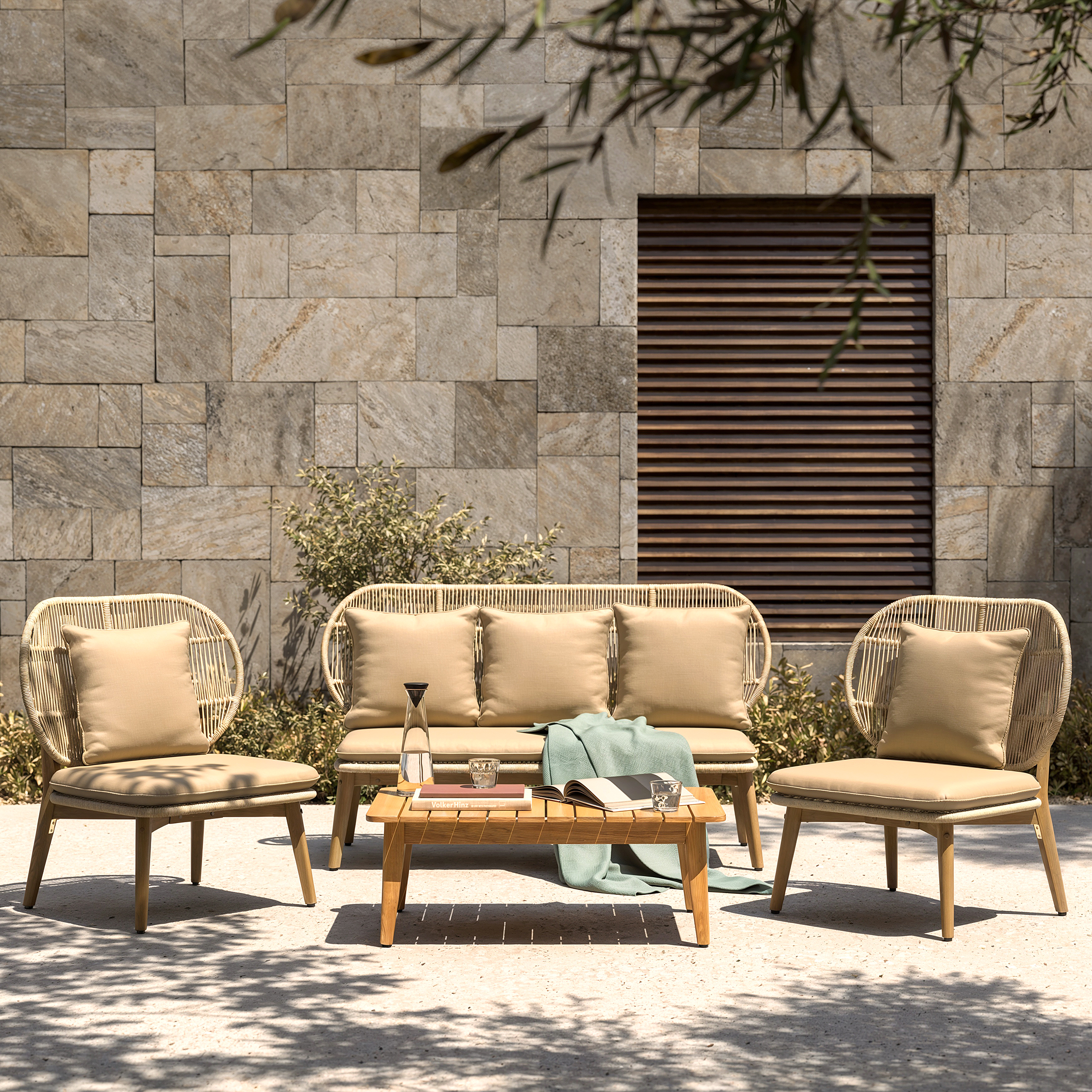 Gartensessel Lasia Akazie Massiv Beige