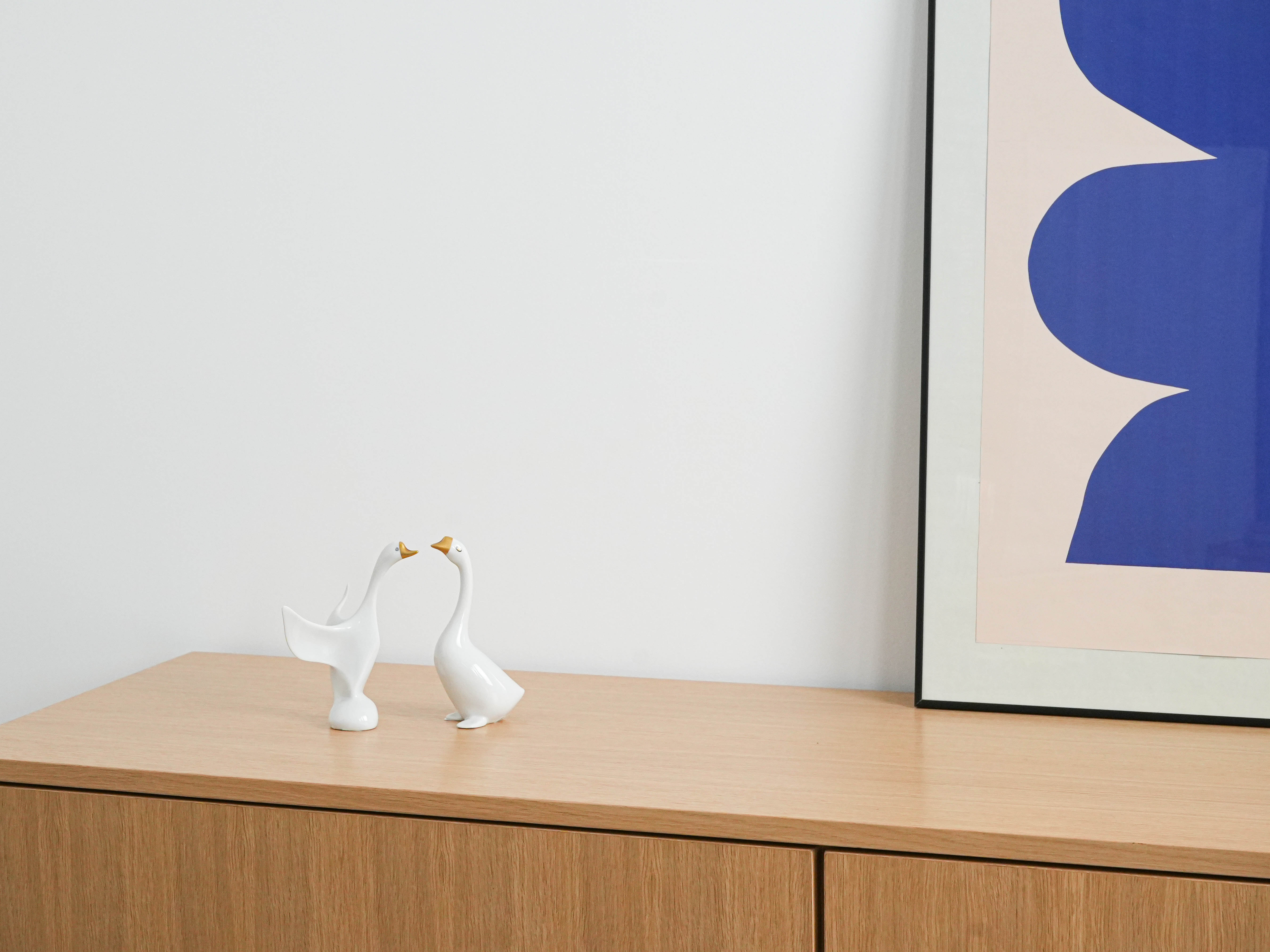 Porzellan-Gans-Figur Weiß 1960er Jahre