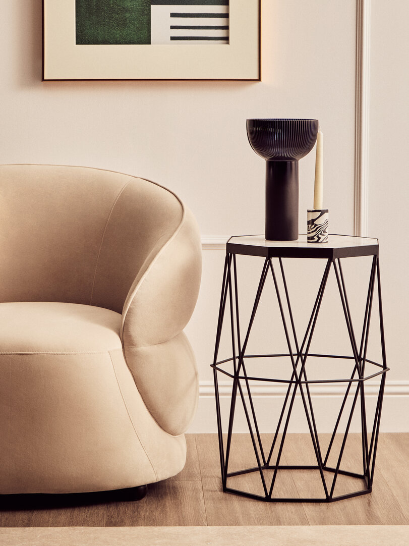 Shalimar Round Side Table Metal Marble