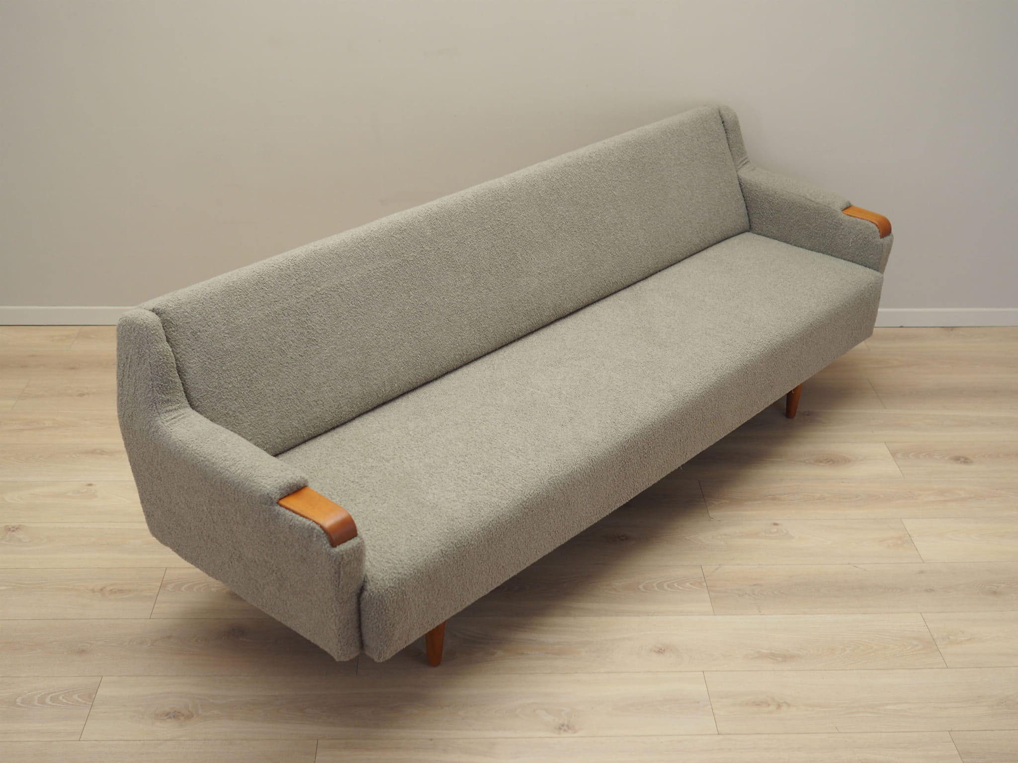 Divano Legno di teak Tessuto Anni '70 Grigio Anni