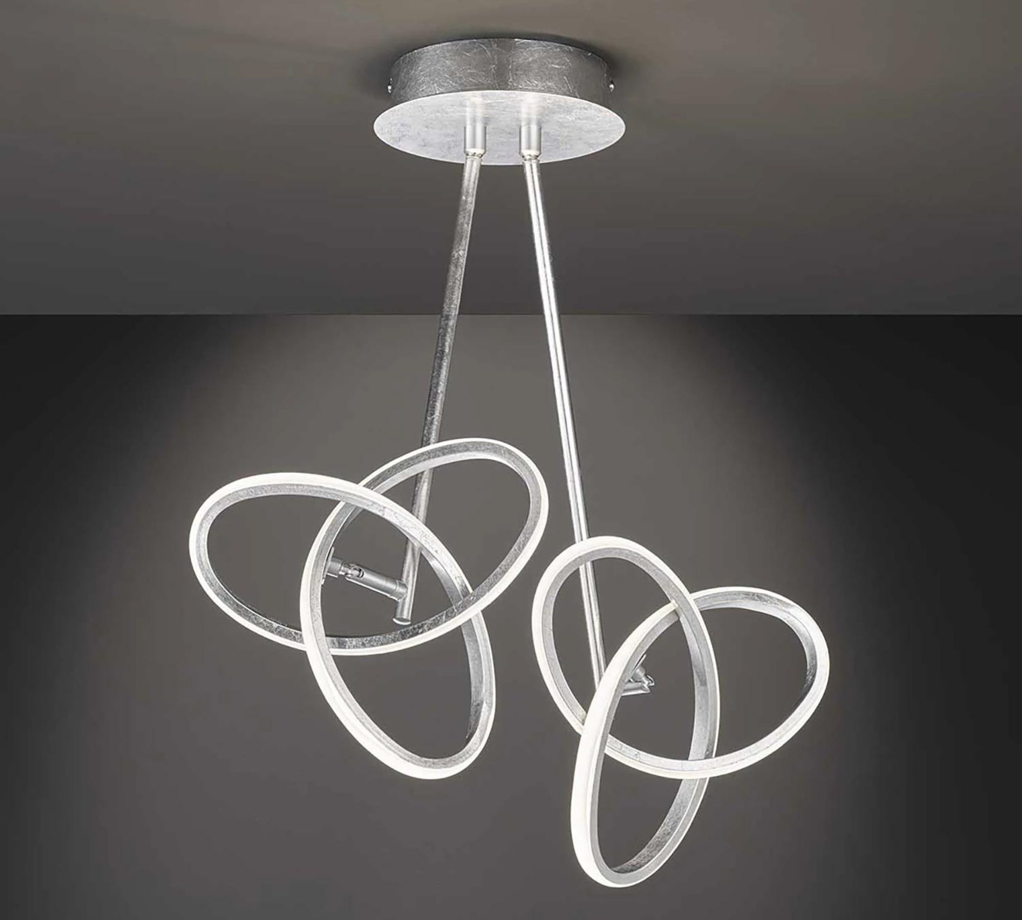LED Pendelleuchte 2-flammig Kunststoff Eisen Silber