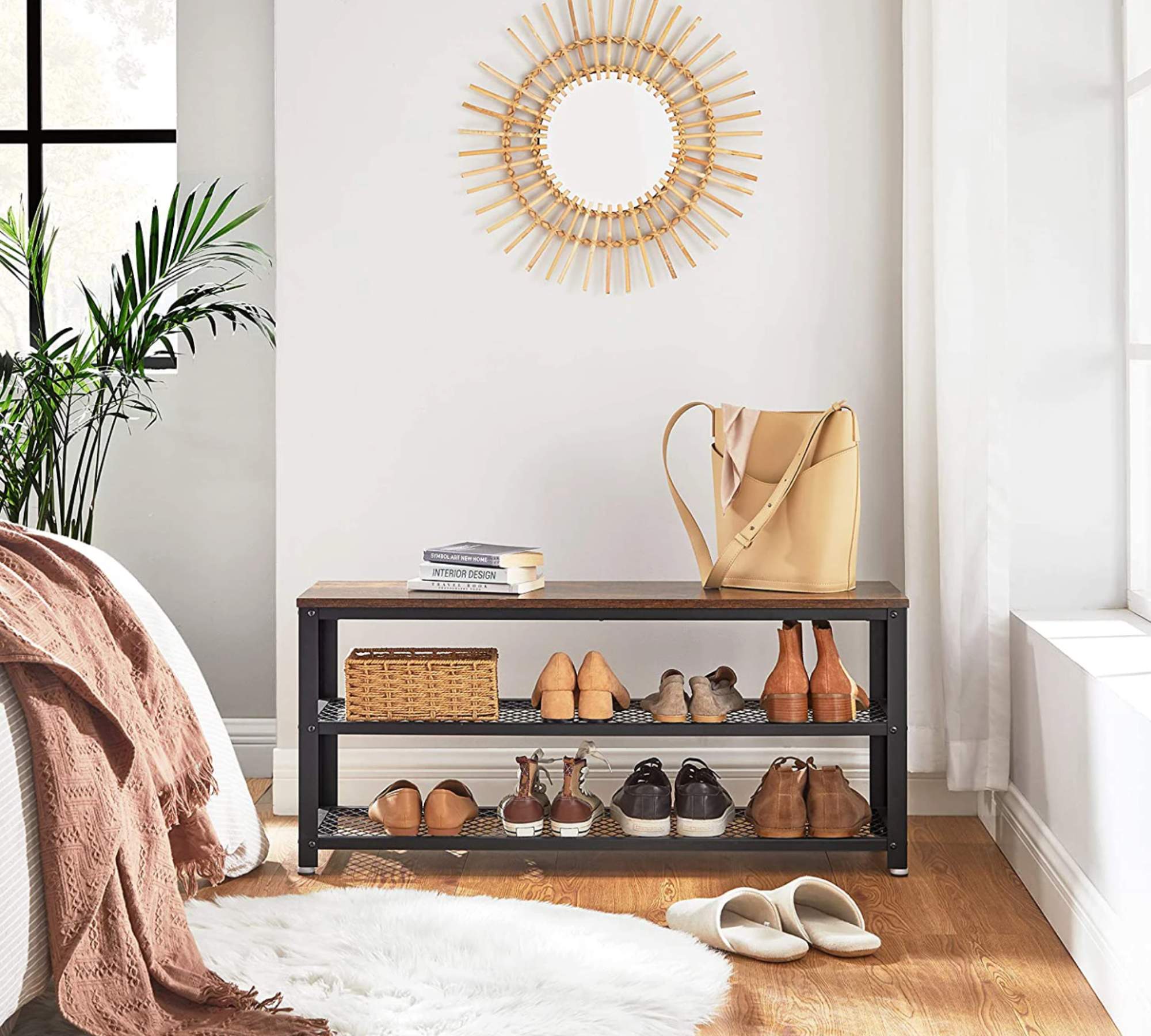 Shoe rack Metal Brown Black