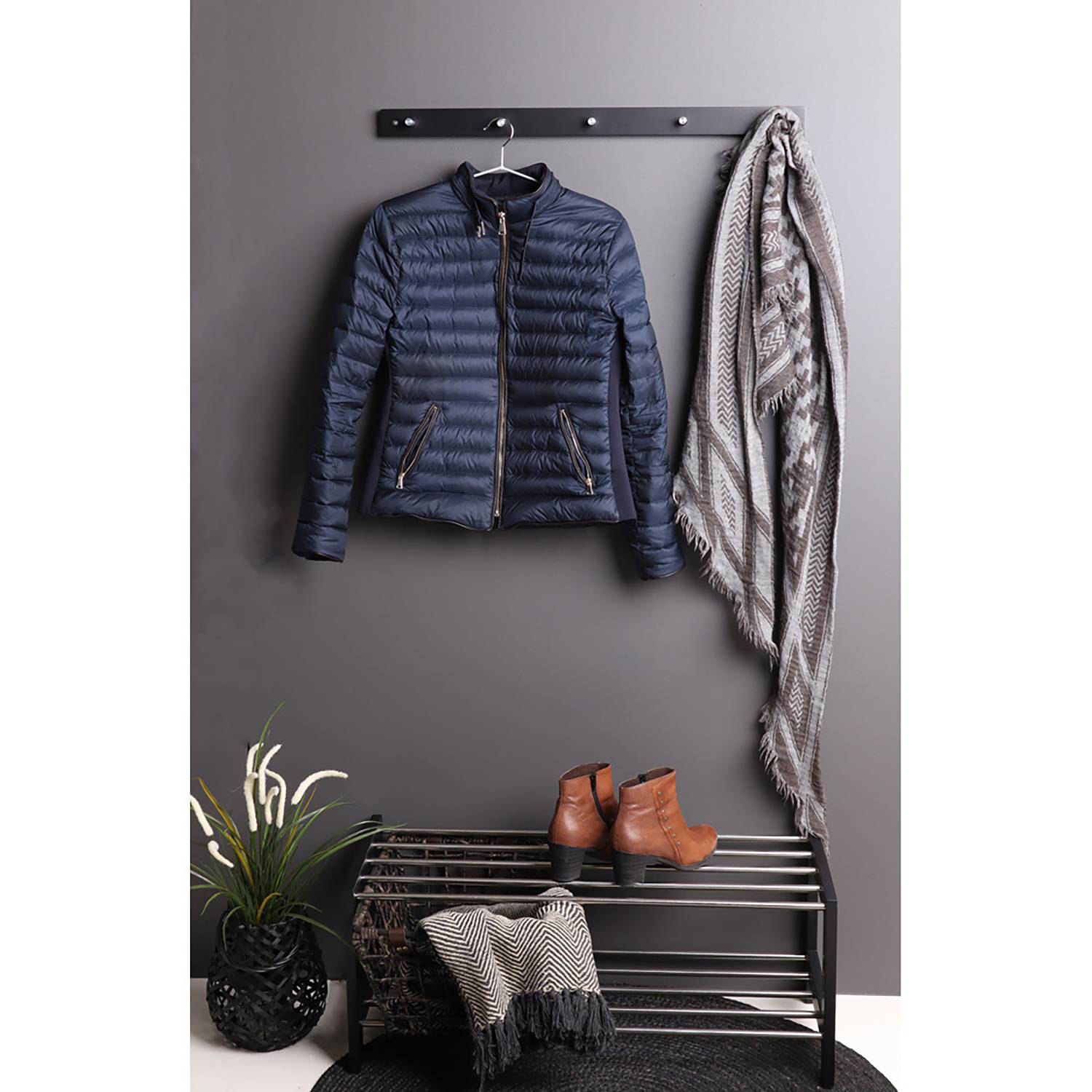 Caden Coat Rack Black Silver