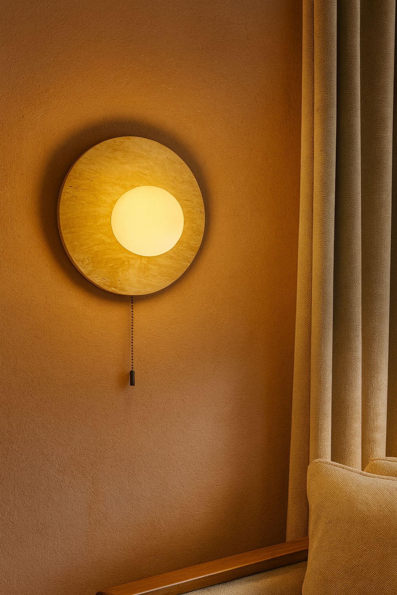 Tor-Nun-B Wandleuchte Travertin Creme Ø 10cm