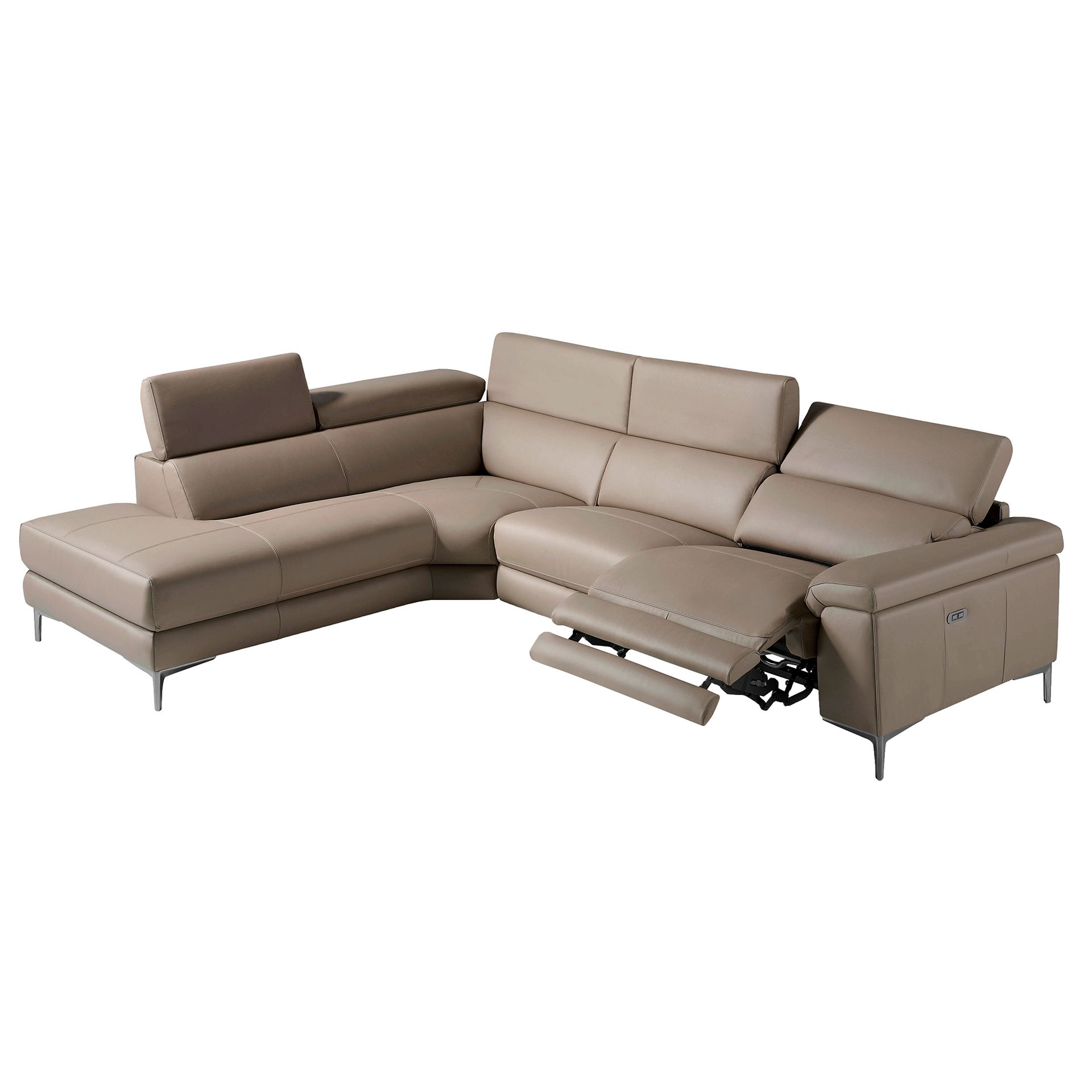 Chaise Relax-Sofa Left Leather Brown