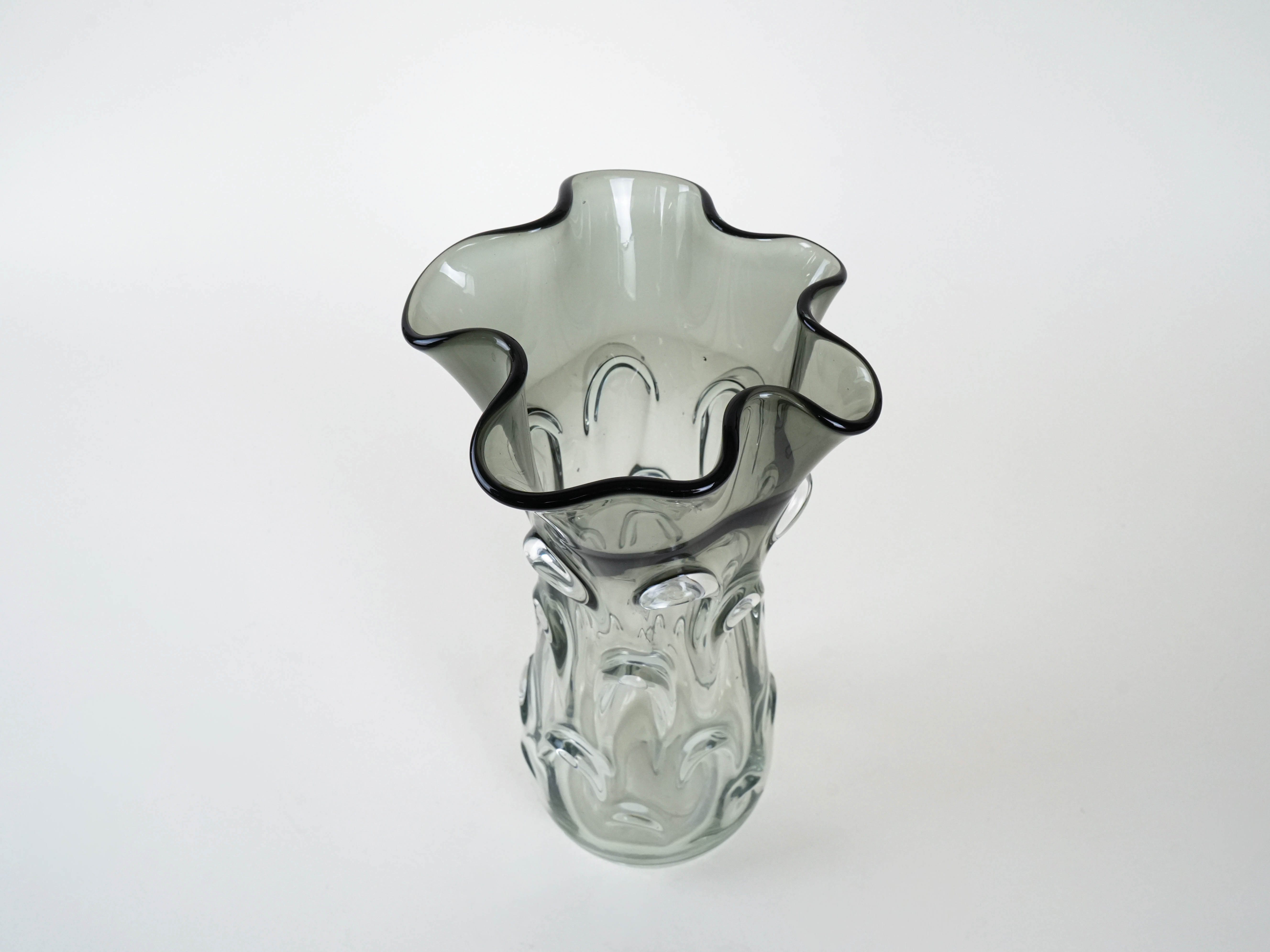 Vaso in vetro di Murano grigio anni '60