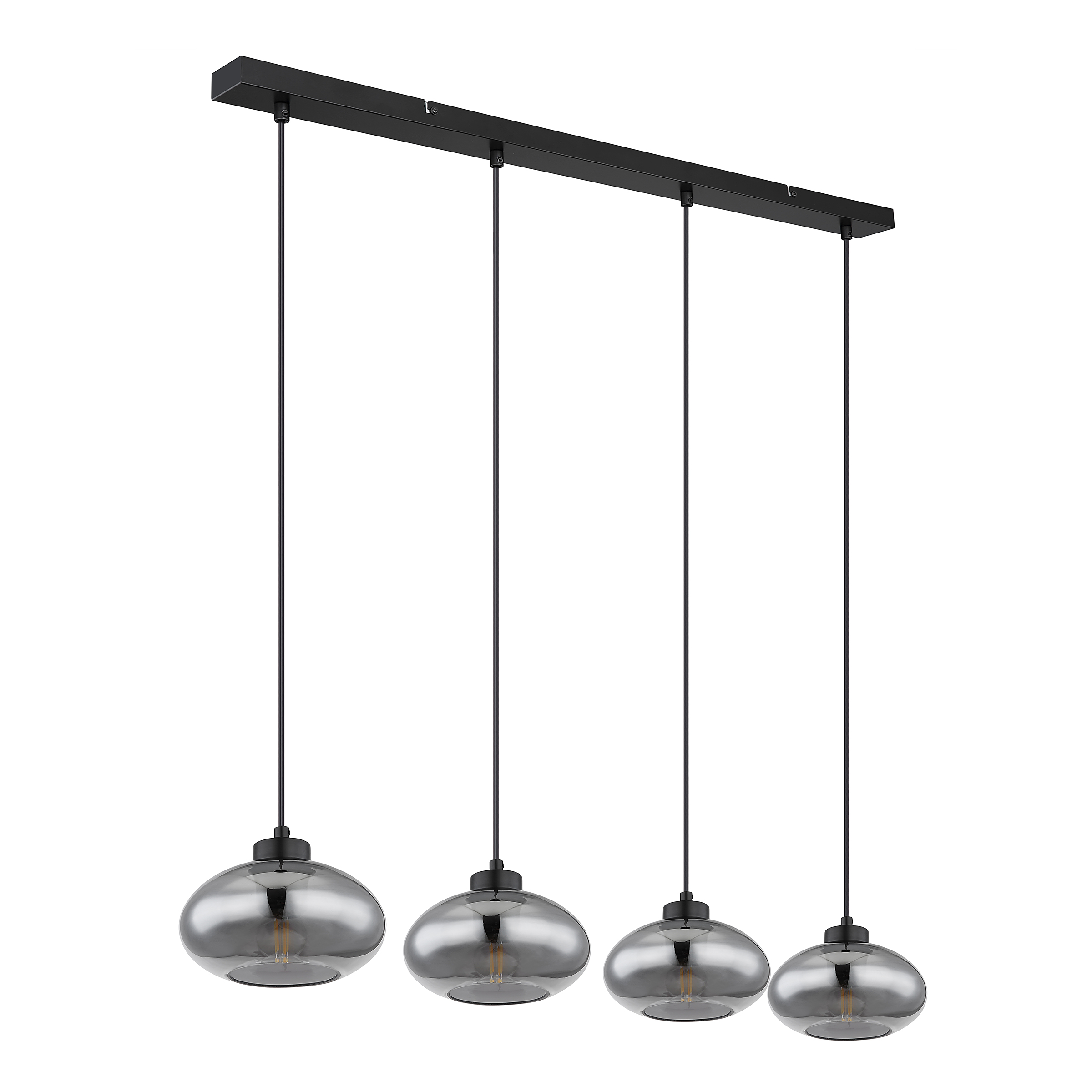 Pendant light Shaun TypeA 4-light smoked glass iron