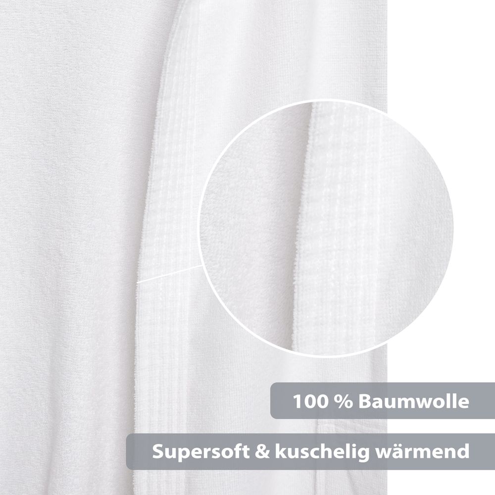 Unisex Bademantel Baumwolle mit Kapuze Weiß XLarge