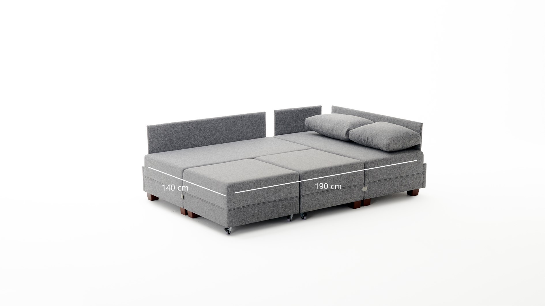 Fly Divano angolare destro con 2 pouf marrone