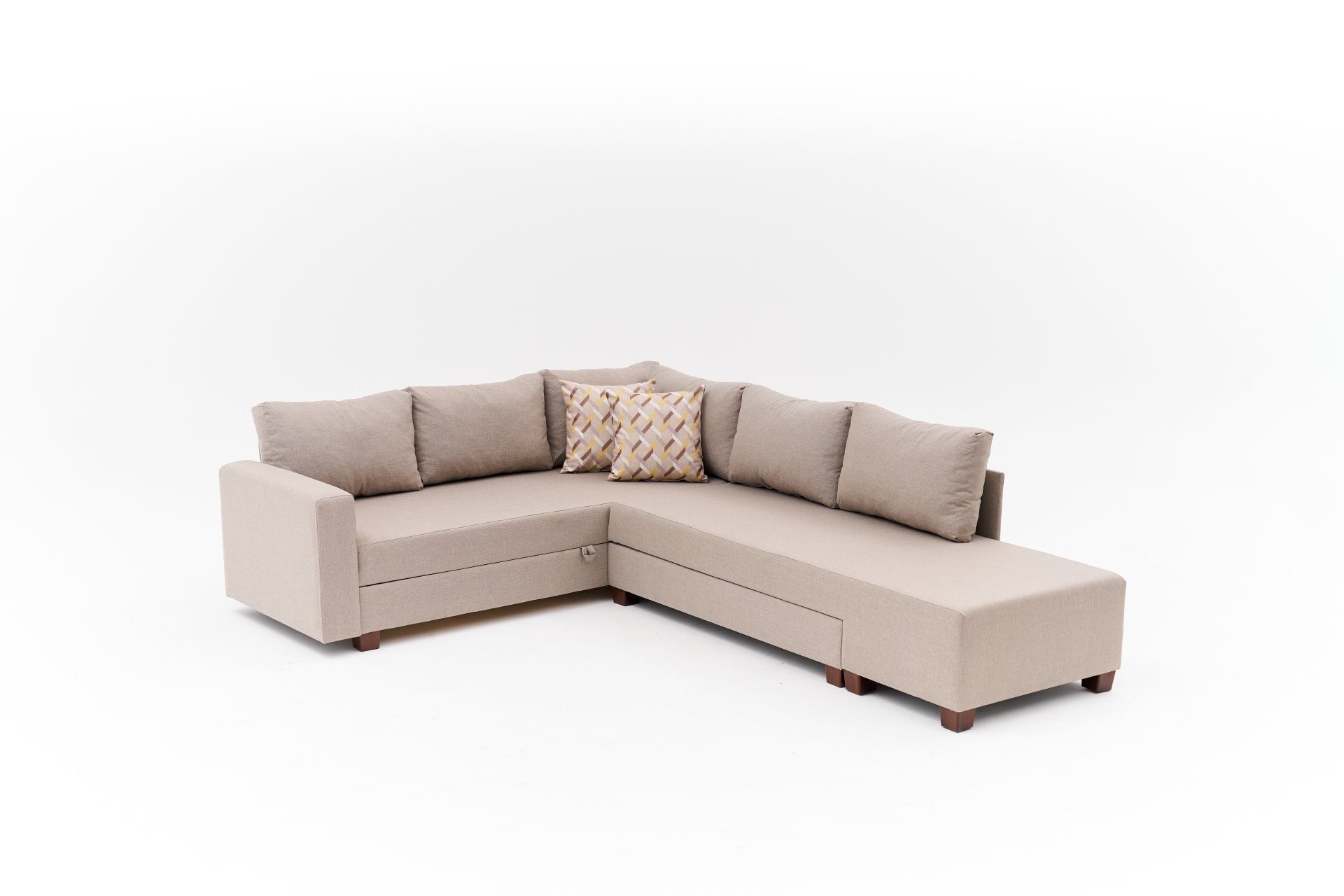 Aly  Schlafsofa Récamiere Rechts Baumwolle Beige