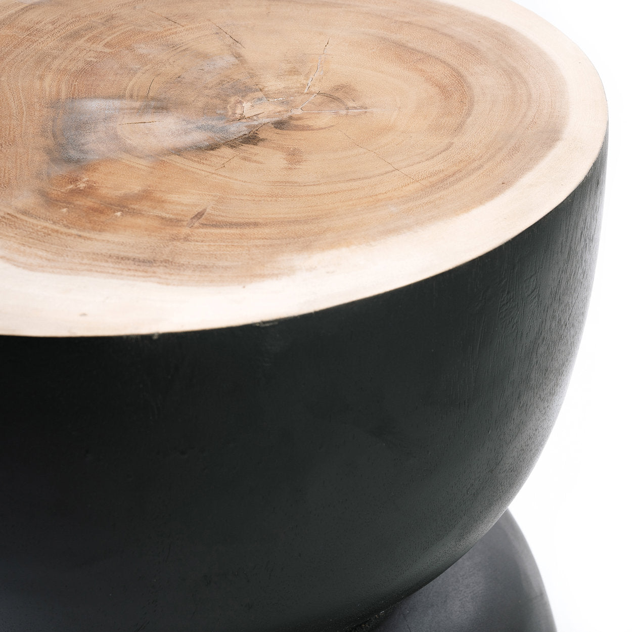 The Karbun Stool Black Natural ø50cm
