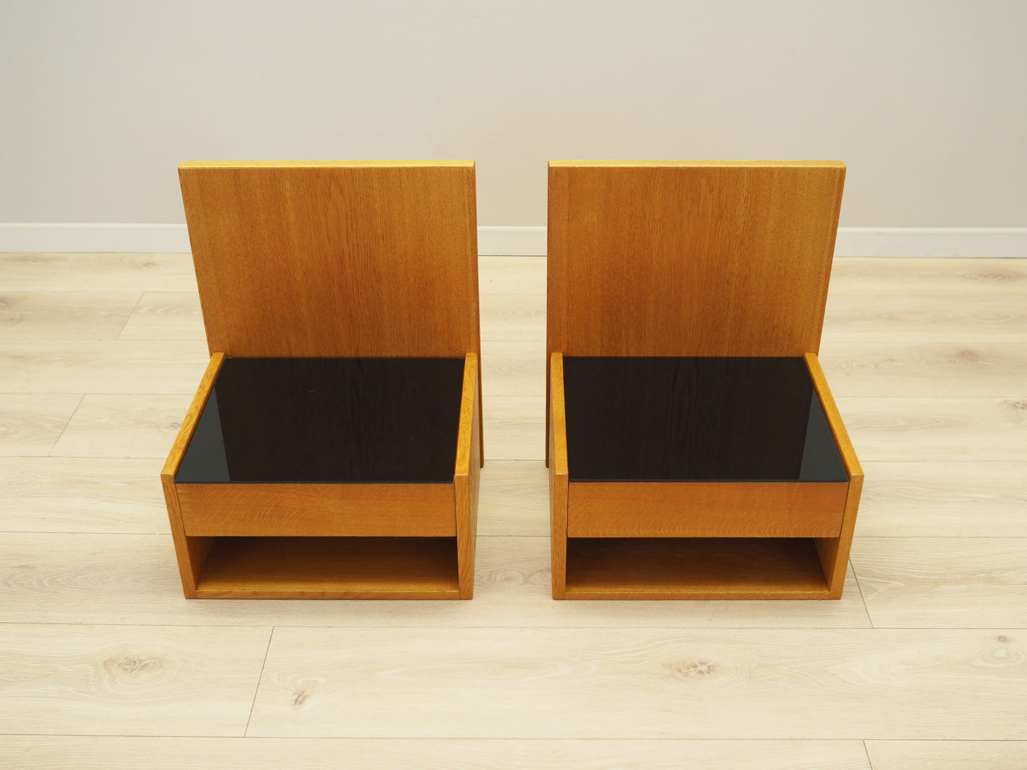 2x Hängende Nachttischgarnitur Holz Braun 1960er Jahre