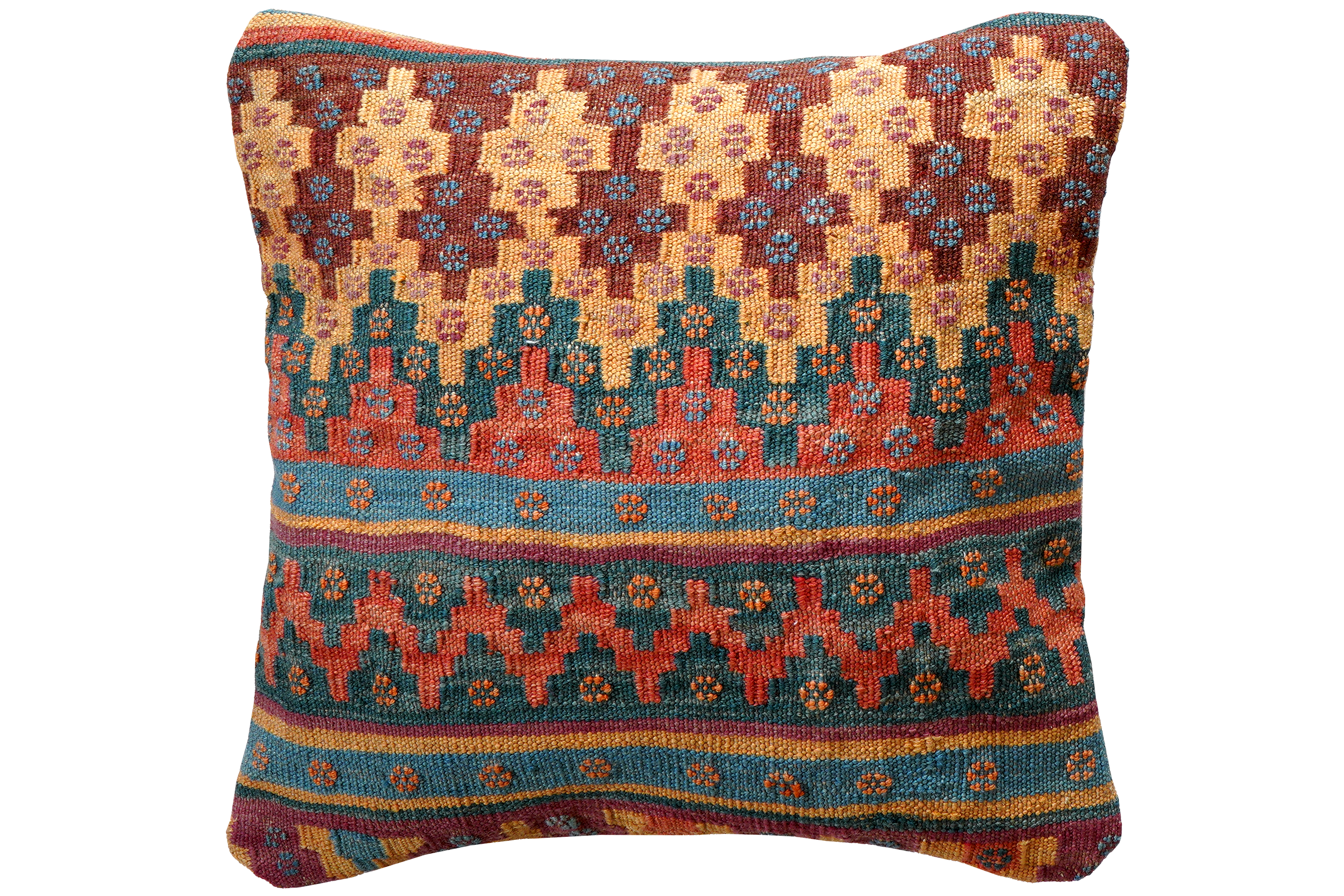 Kilim Kissenbezug Wolle Mehrfarbig