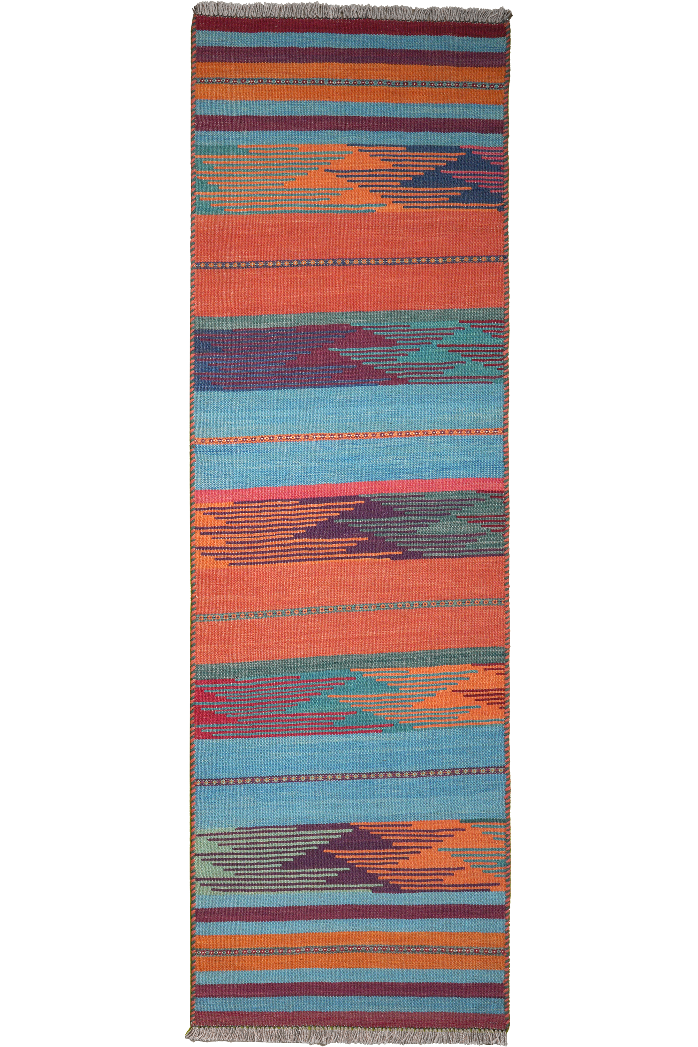Kilim Gashgai Teppich Orange Blau