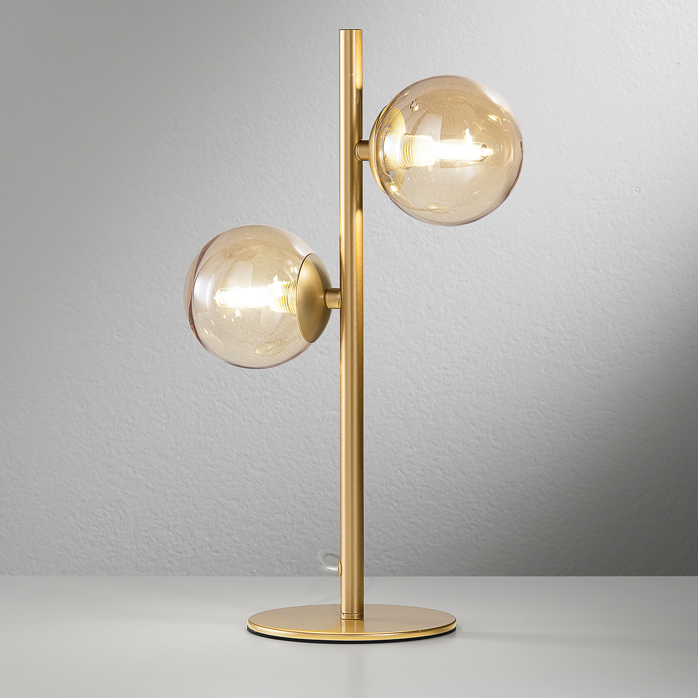 Tischleuchte Honey Farbglas 2-Flammig Aluminium  Gold