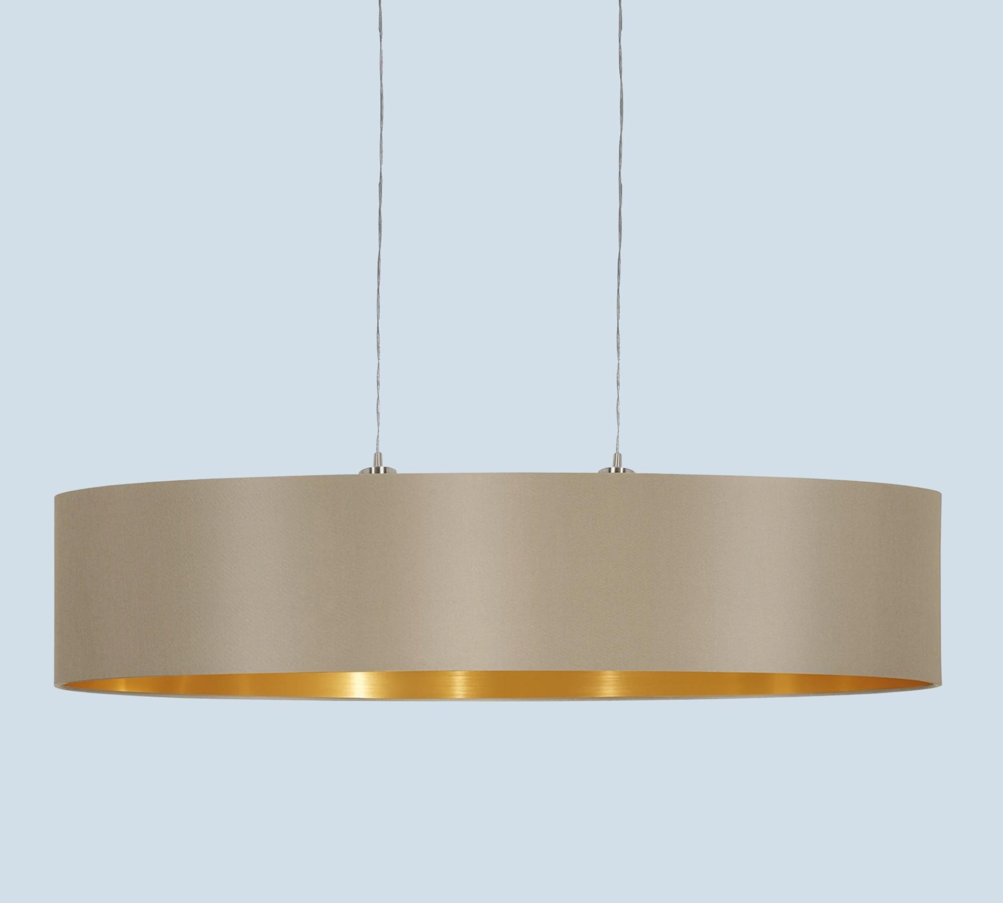 2-Flammige Pendelleuchte Mischgewebe Beige/Gold