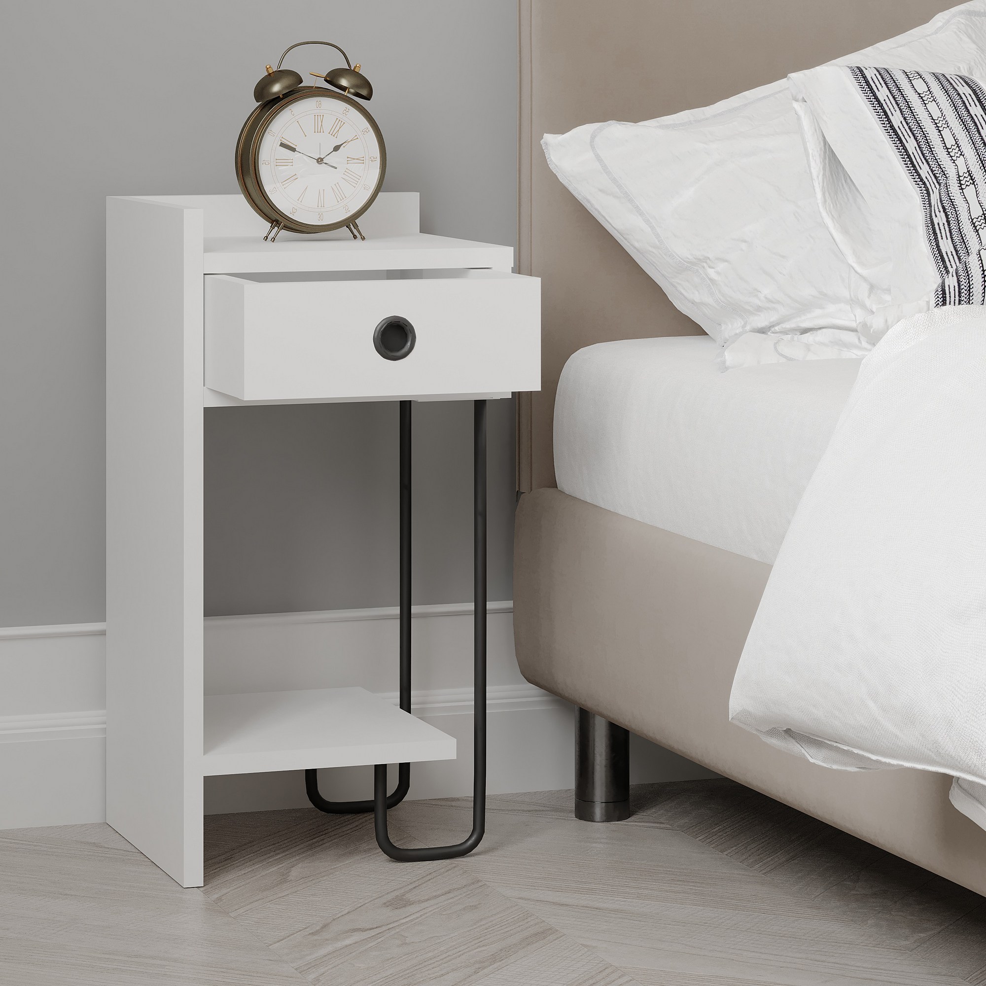 Sirius Bedside Table Left White