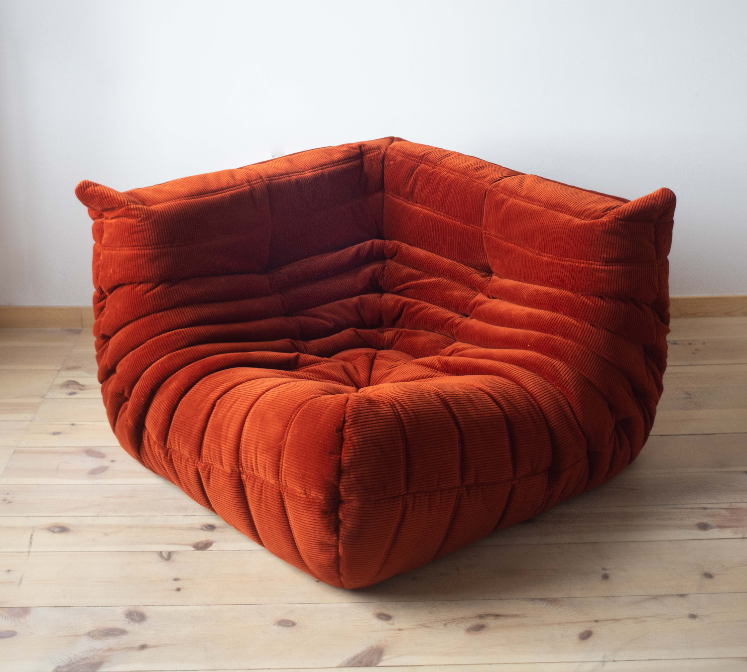 Togo corner sofa cord amber orange