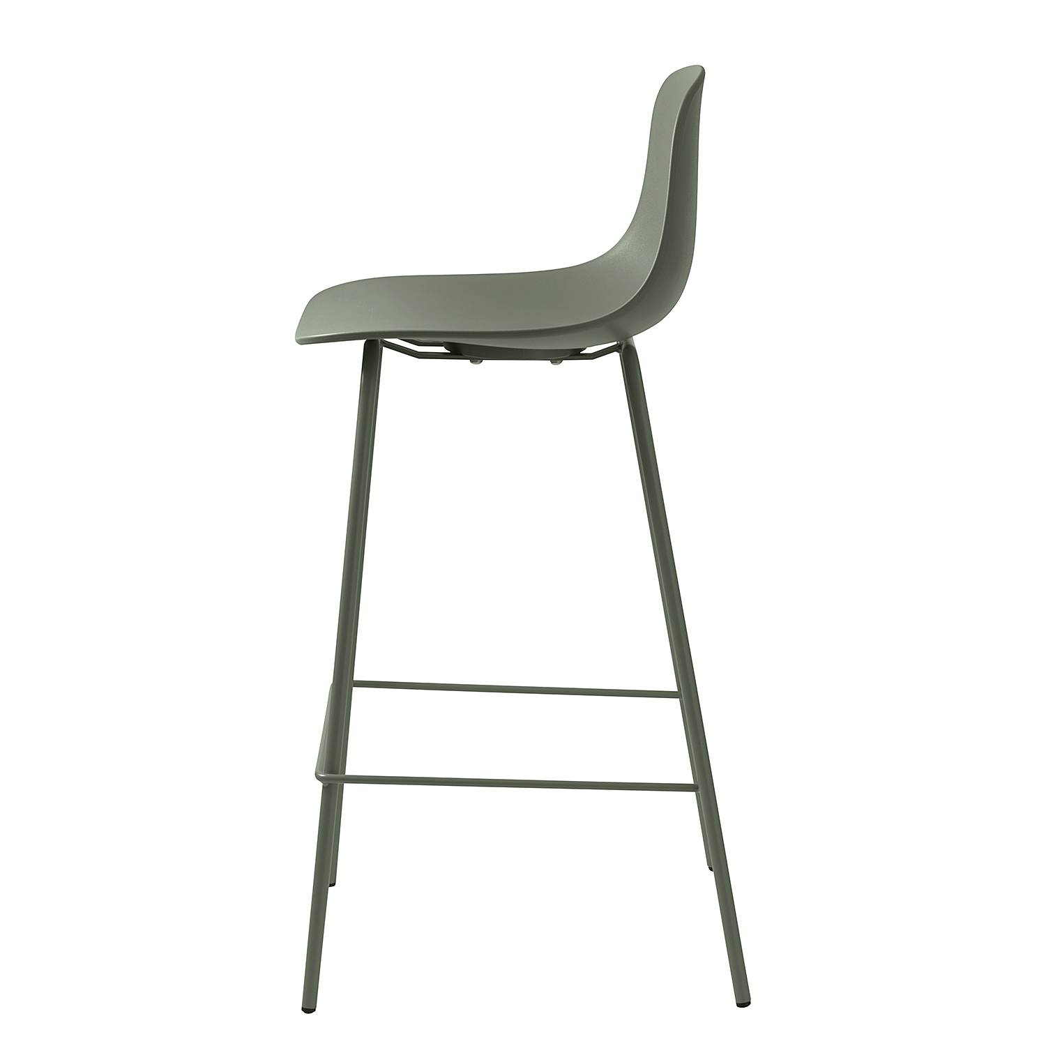 Bar stool Toledo Set of 2 Mixed fabric Steel Olive green