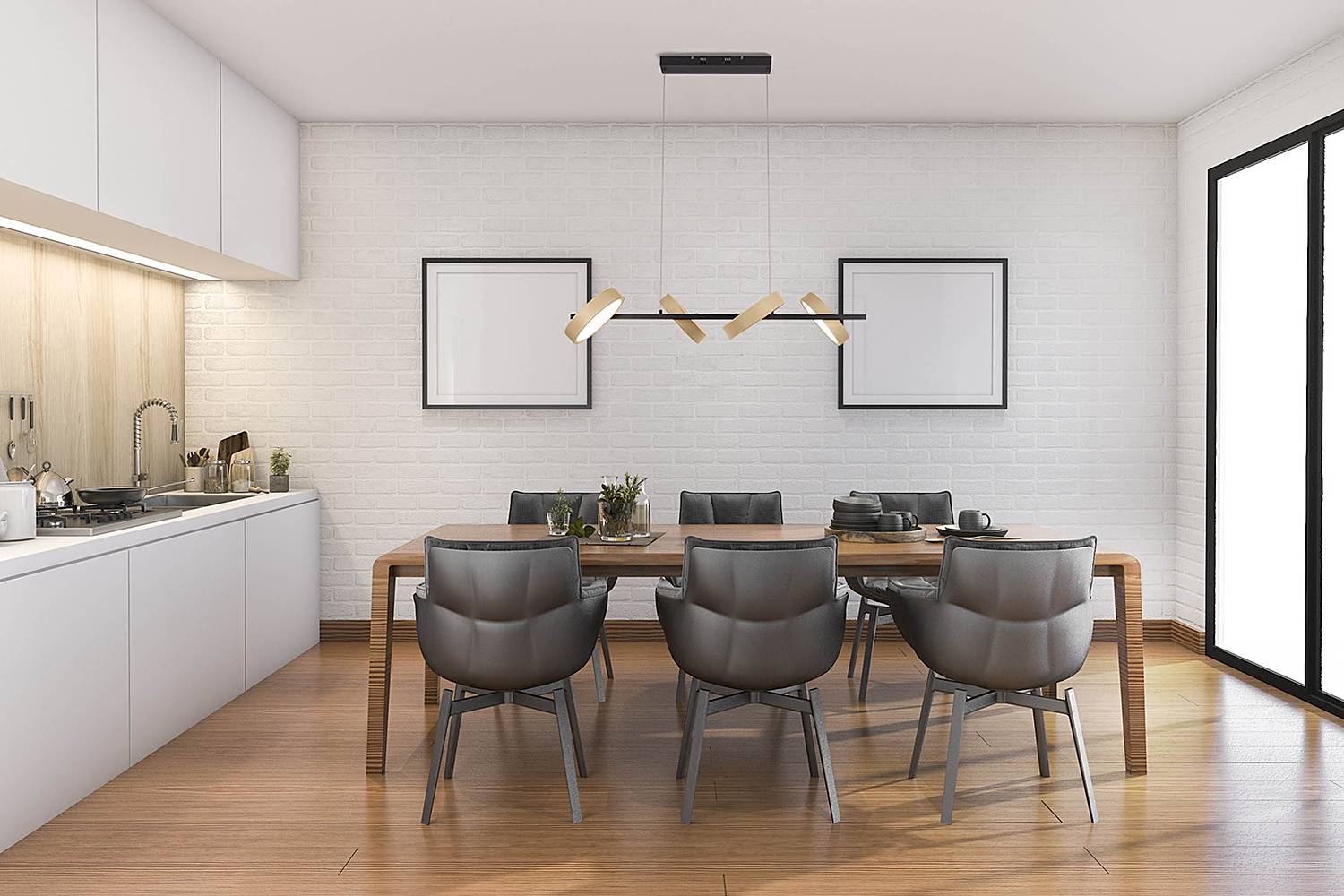 4-burner LED pendant light Tessa Steel