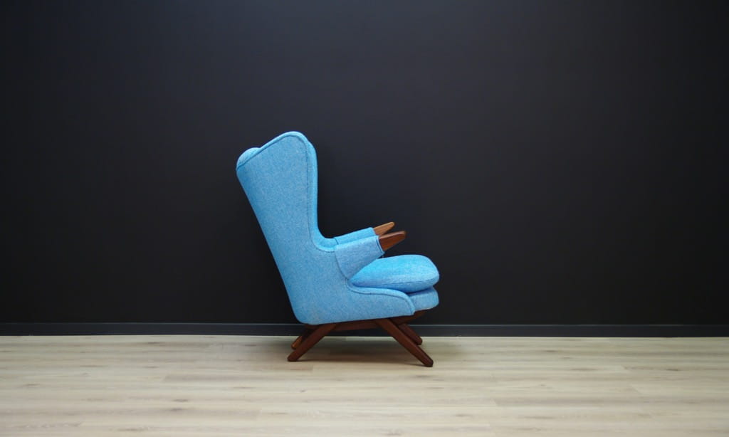 Vintage Armchair Teak Textile Blue 1960s