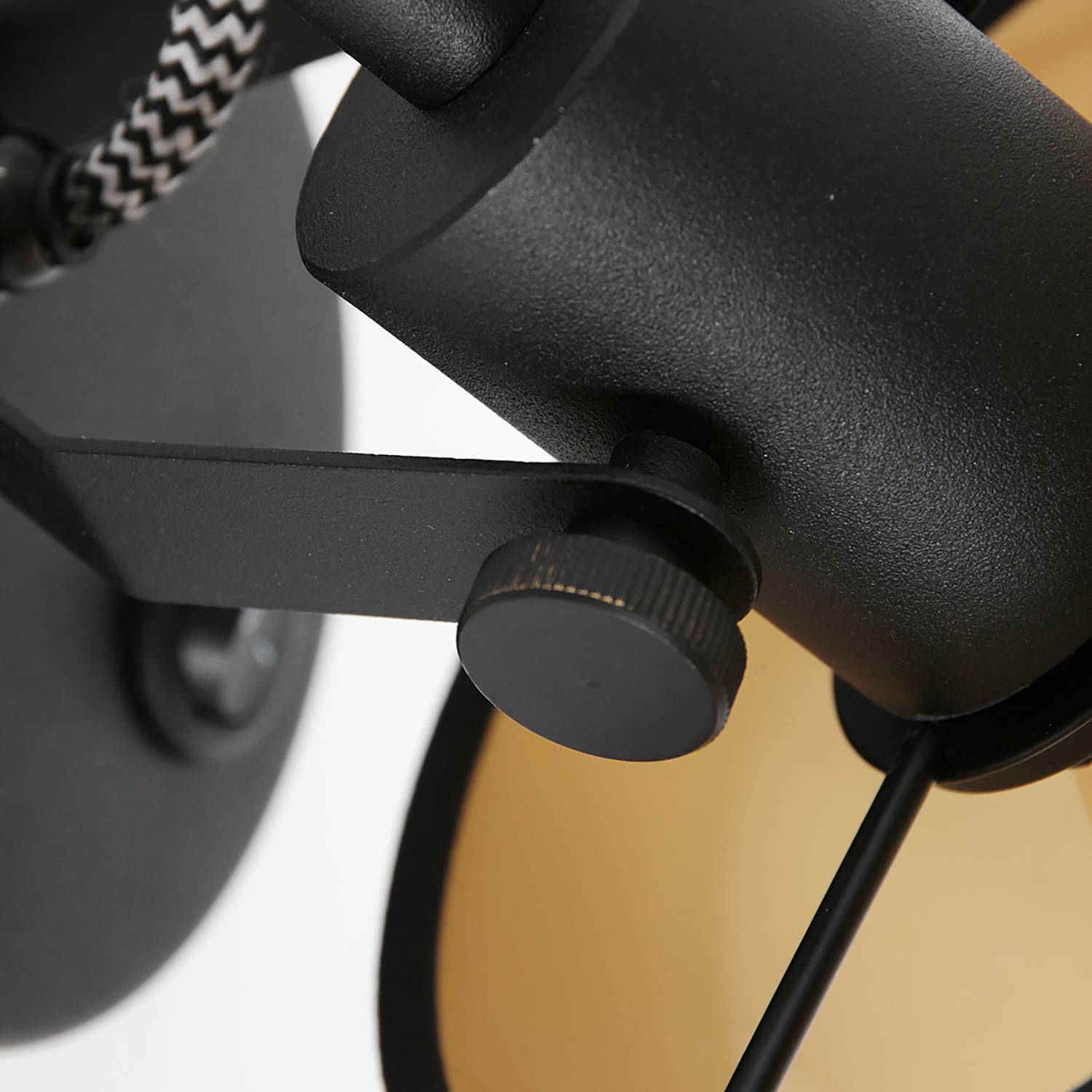 Black Wall Lamp 1-Light Iron Cotton Black