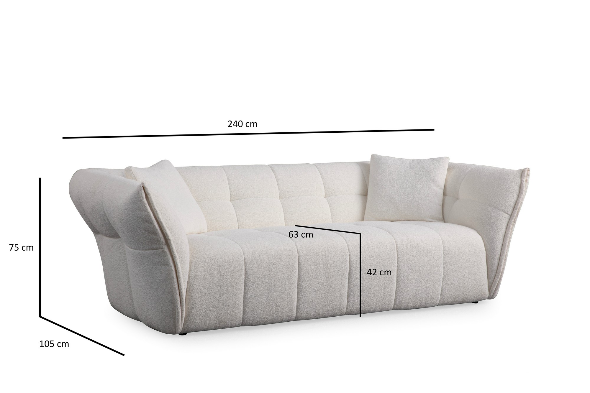 Boxer 3-Sitzer Sofa Weiß