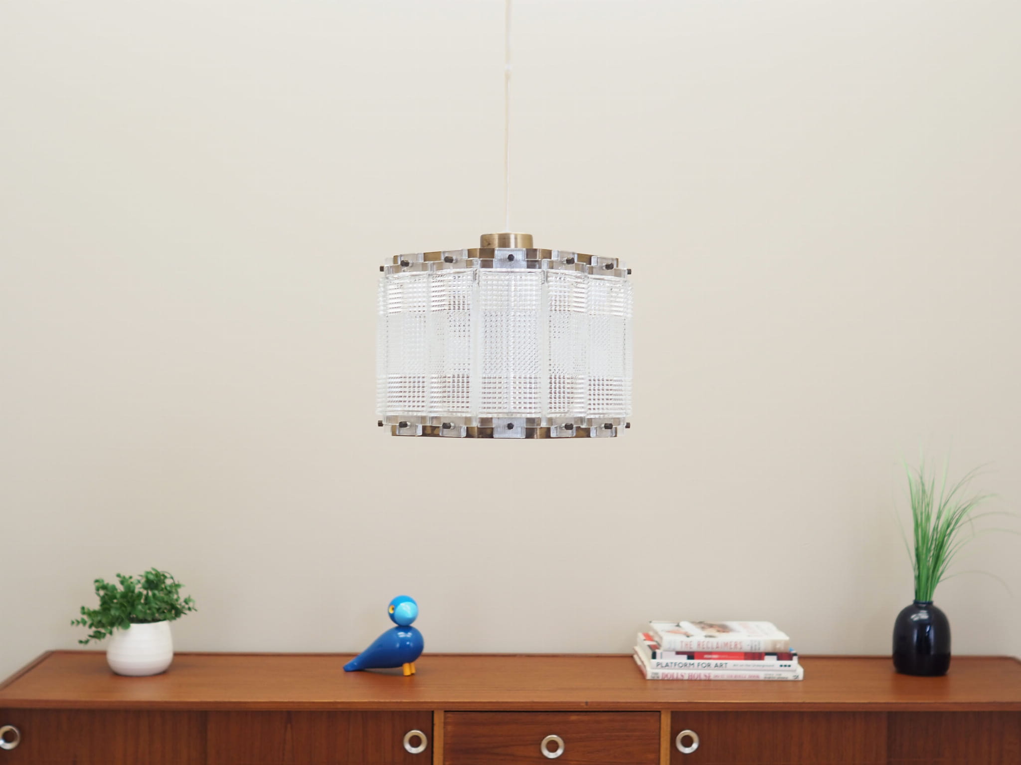 Vintage pendant lamp Metal Plastic White 1970s
