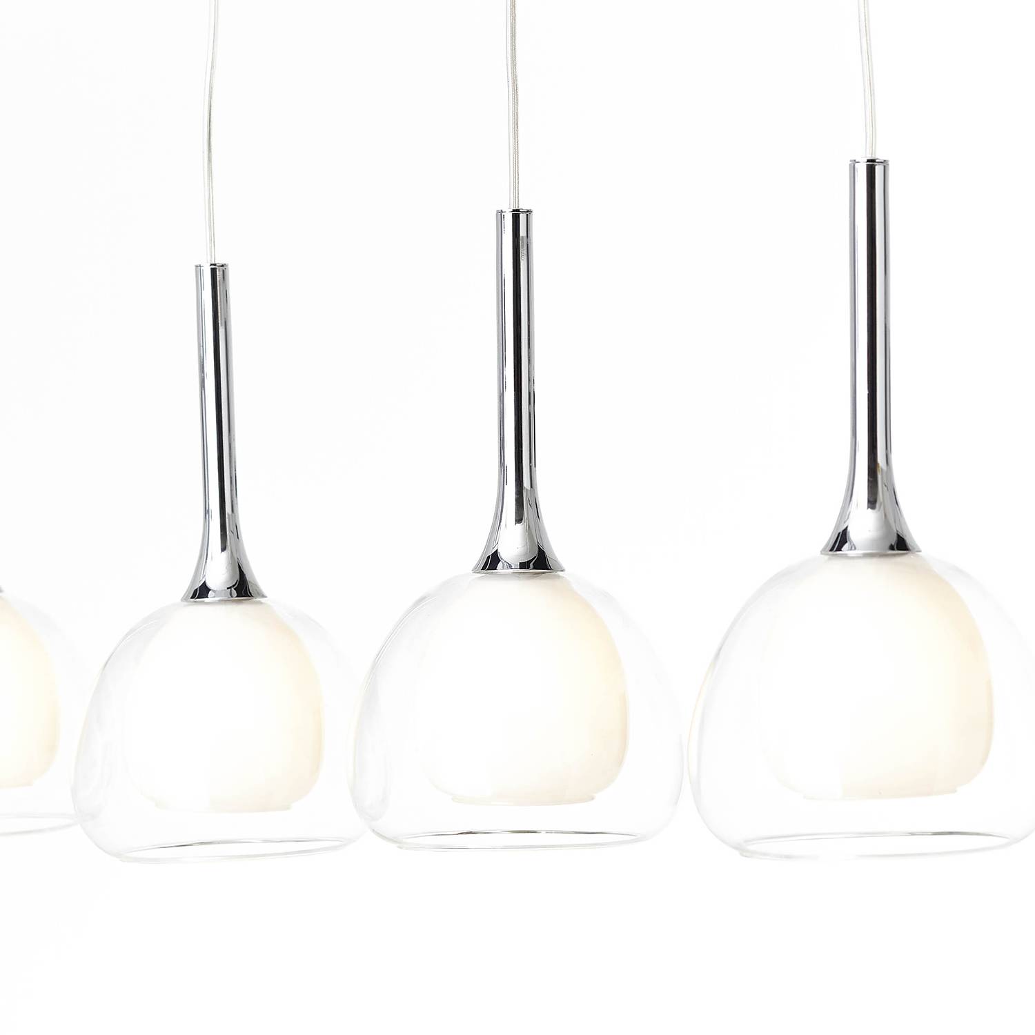 Pendant light Hadan IV frosted glass / iron 4-flame