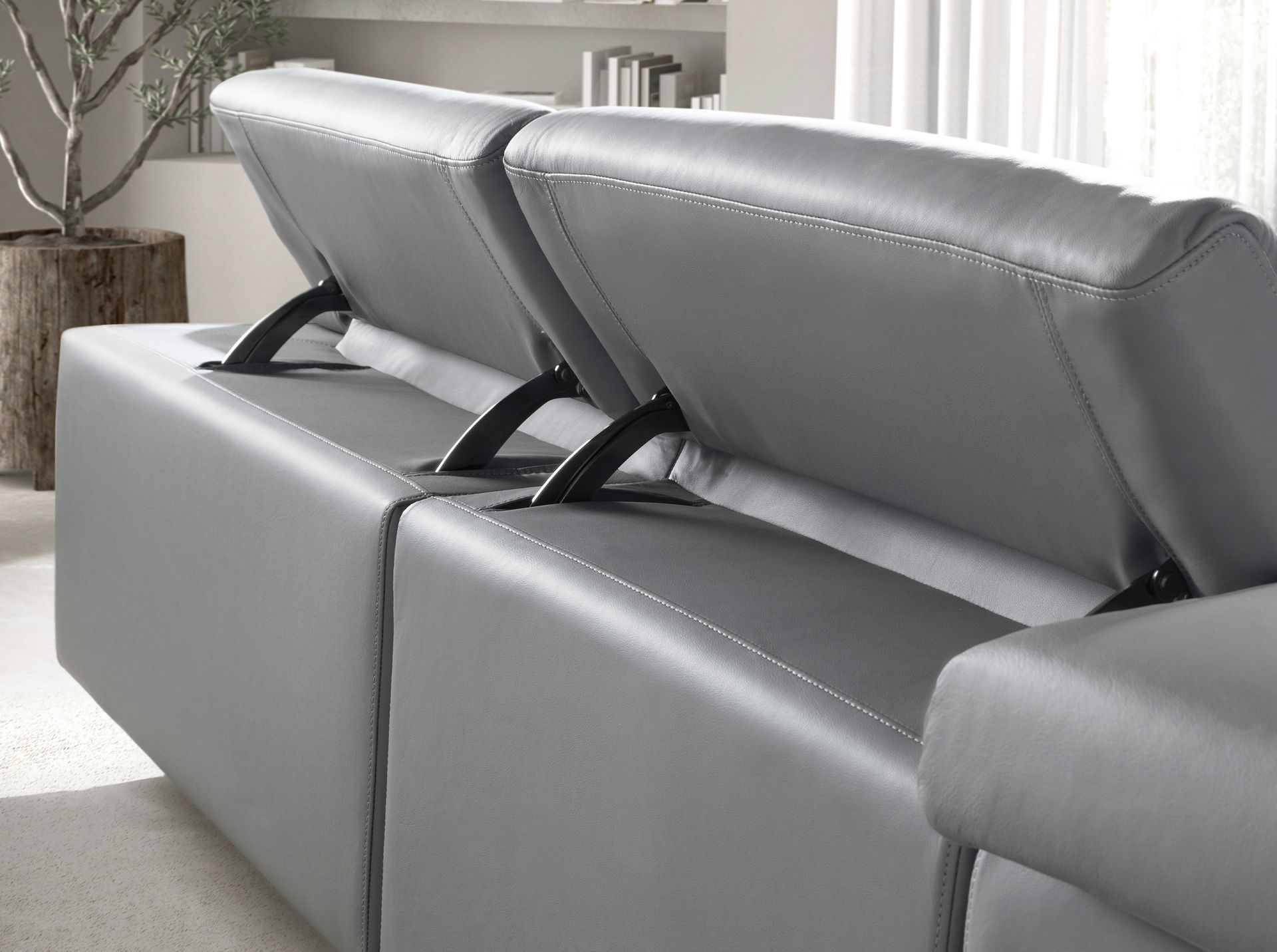 Sofa Récamiere Links Leder Grau