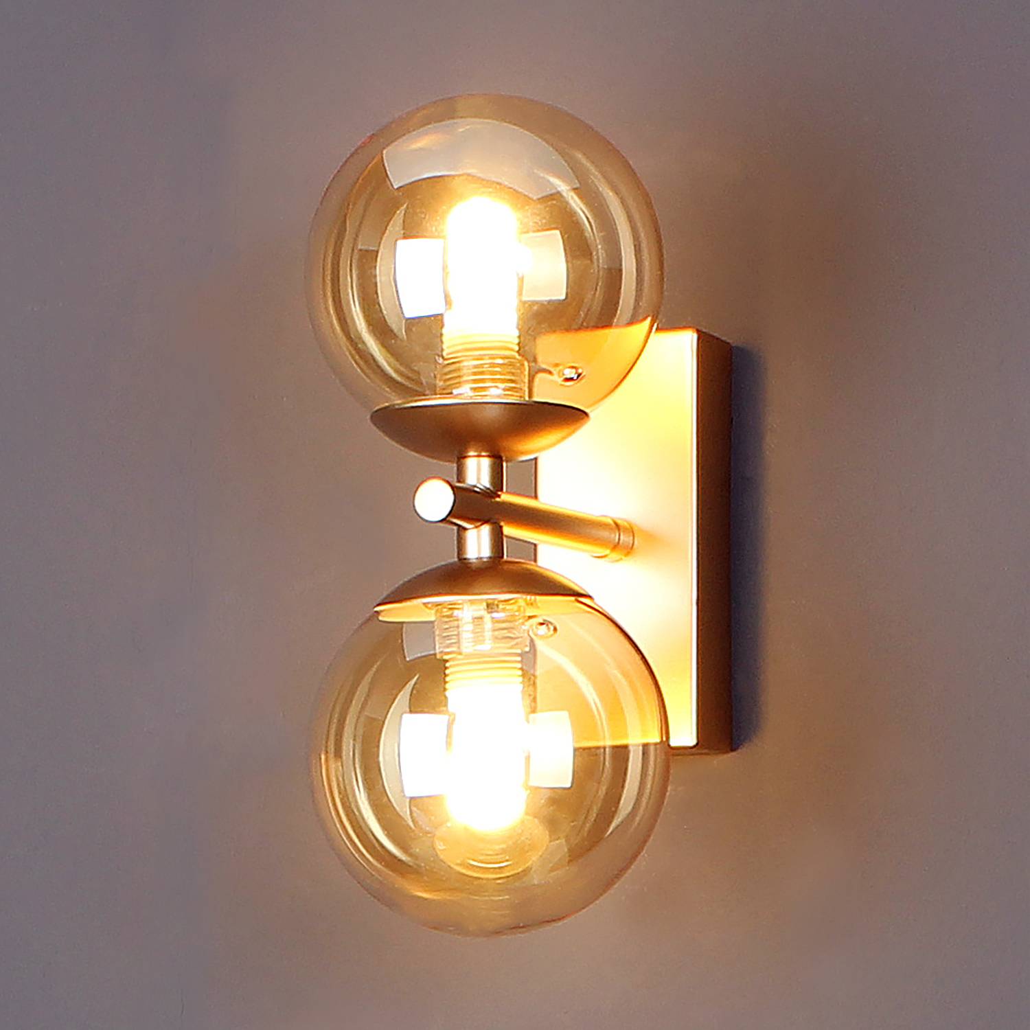Neptun Wandleuchte Rauchglas Eisen Beige