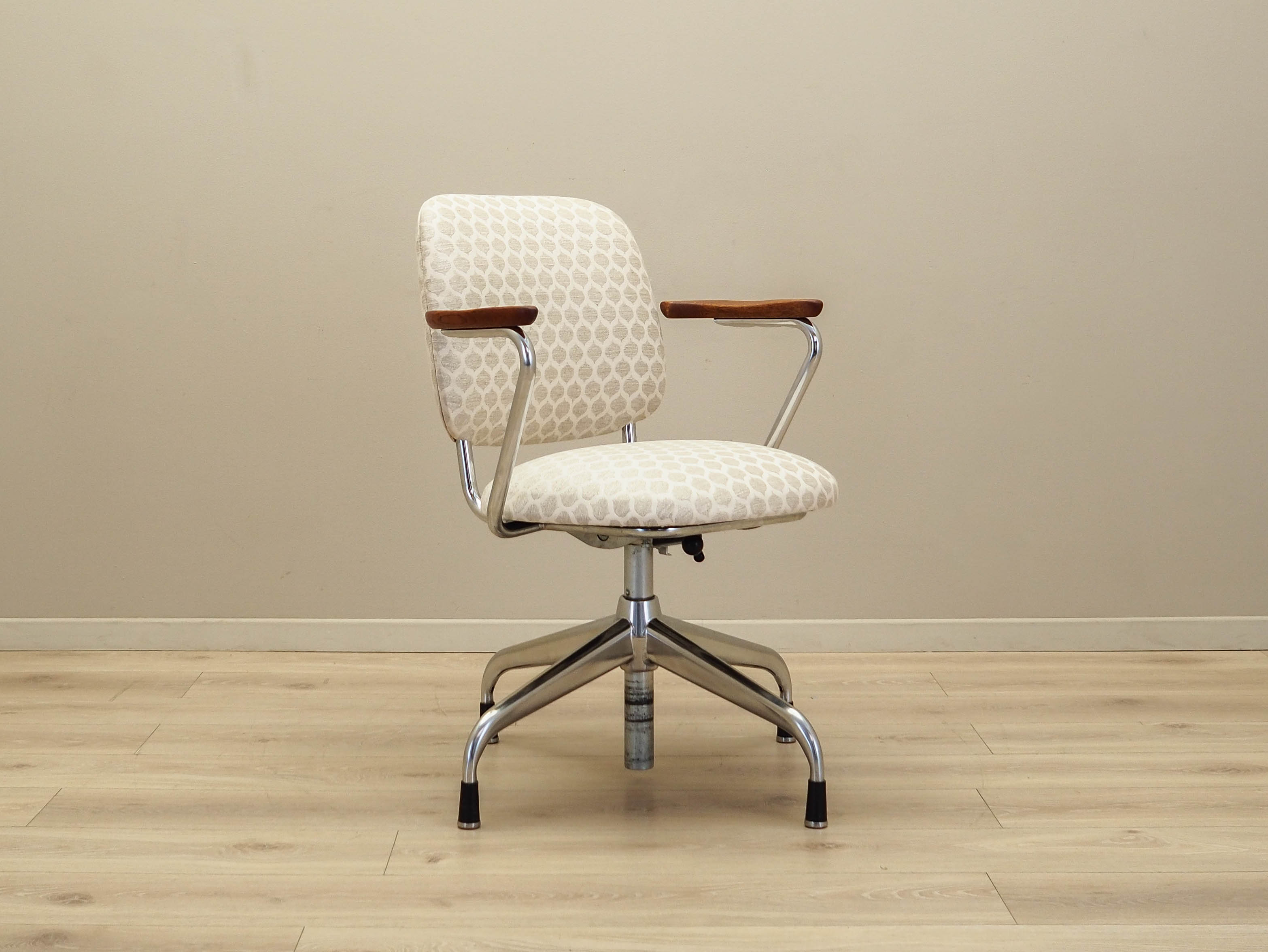 Drehstuhl Holz Metall Beige 1970er Jahre