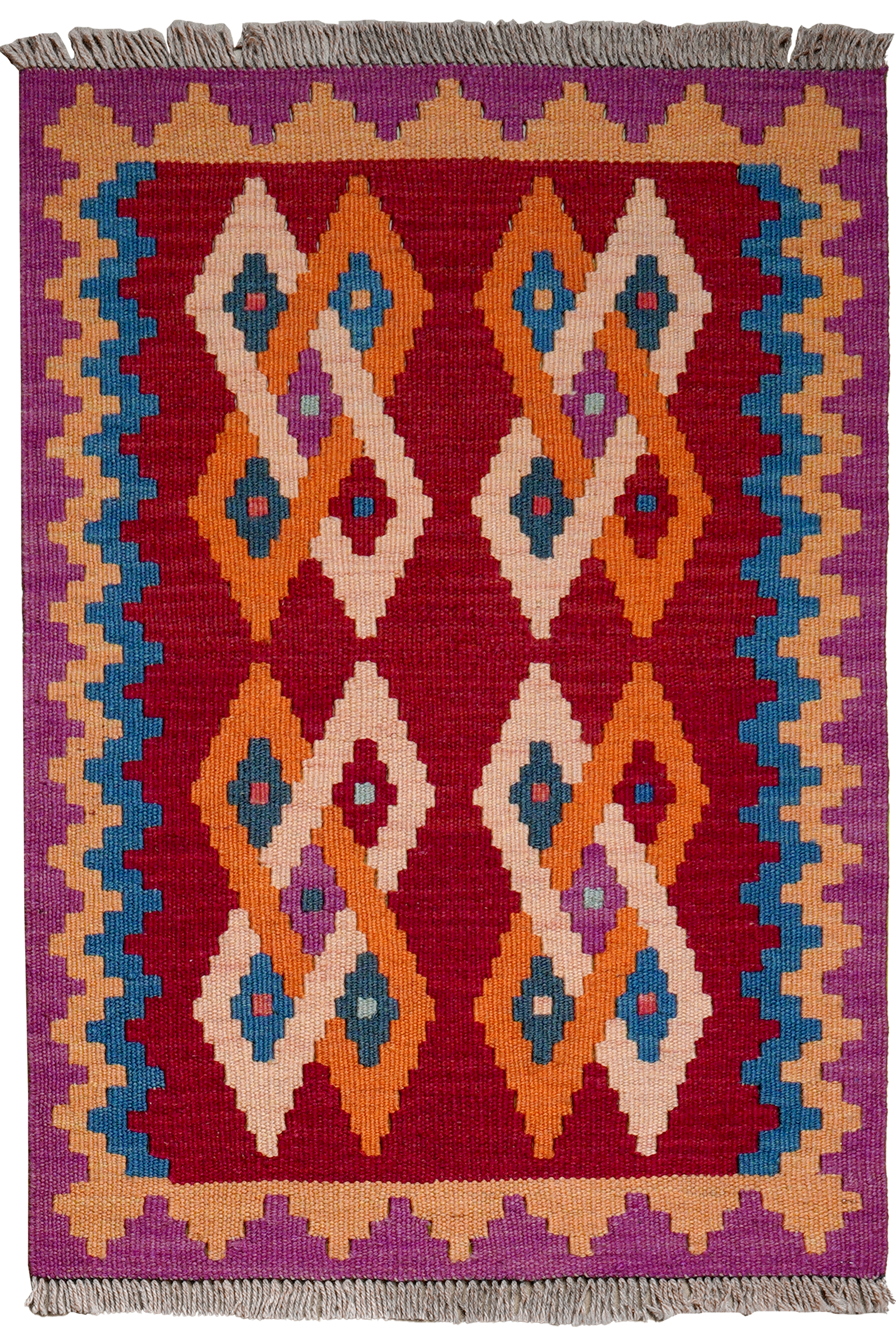 Tappeto Kilim Gashgai Lana Rosso