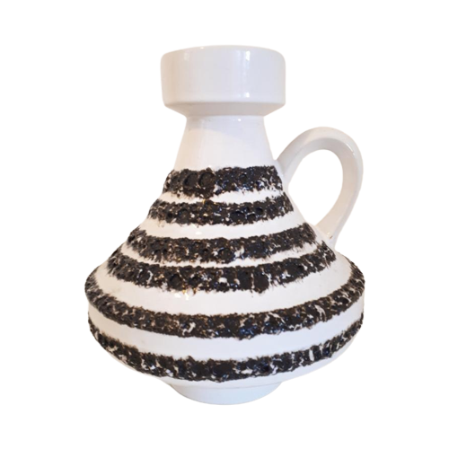 Vintage Vase Keramik Schwarz Weiß 1960er Jahre