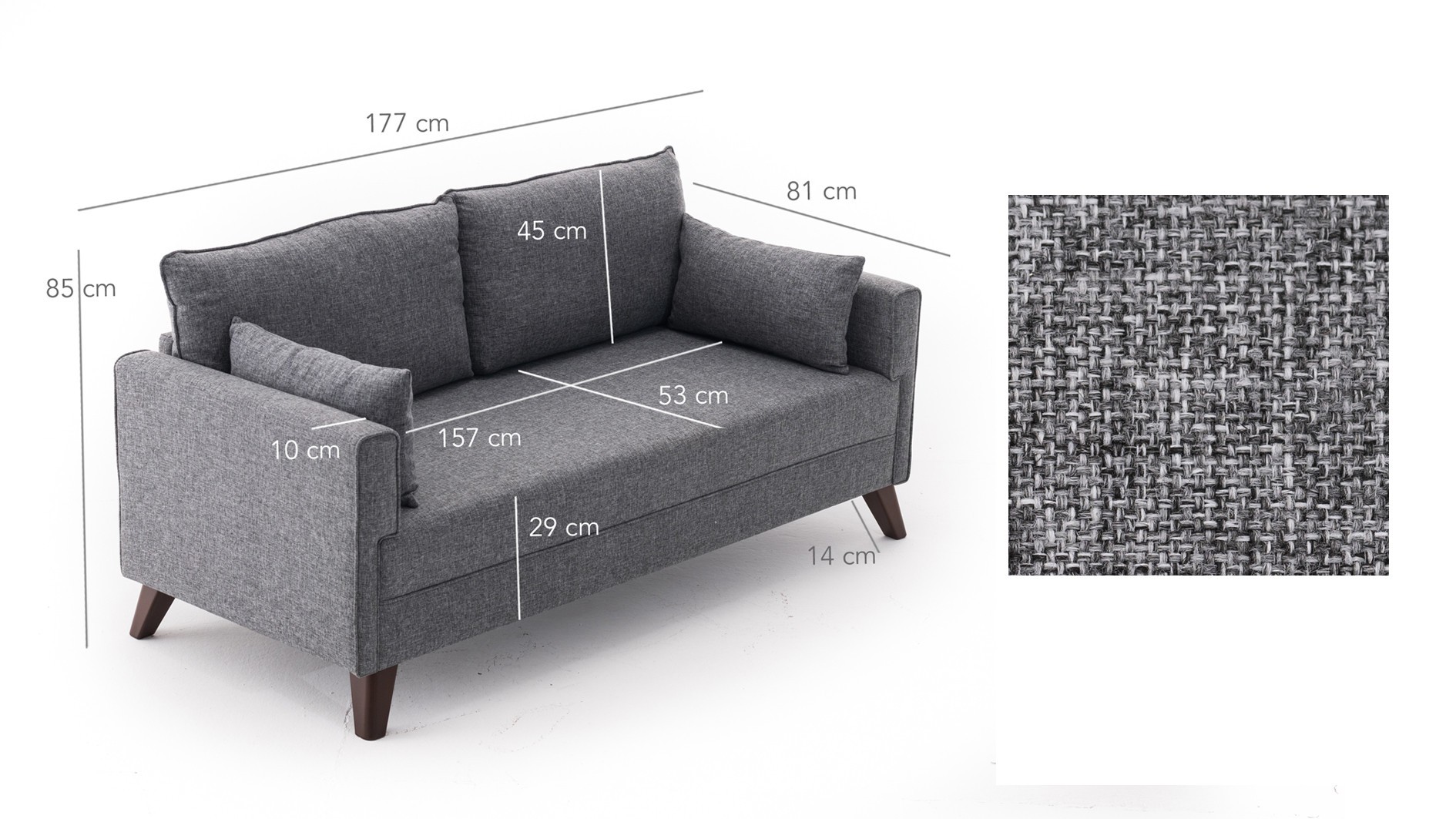 Sofa 2-Sitzer Grau