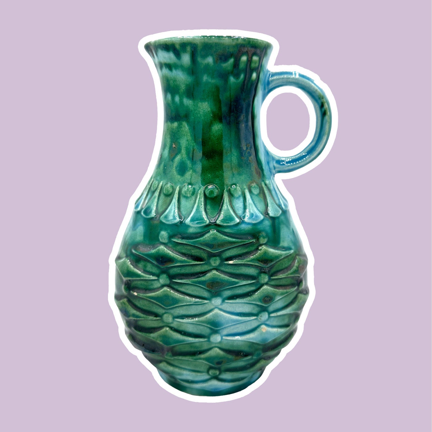 Vintage 1651 20 Fat Lava Henkelvase Keramik 1970er Jahre