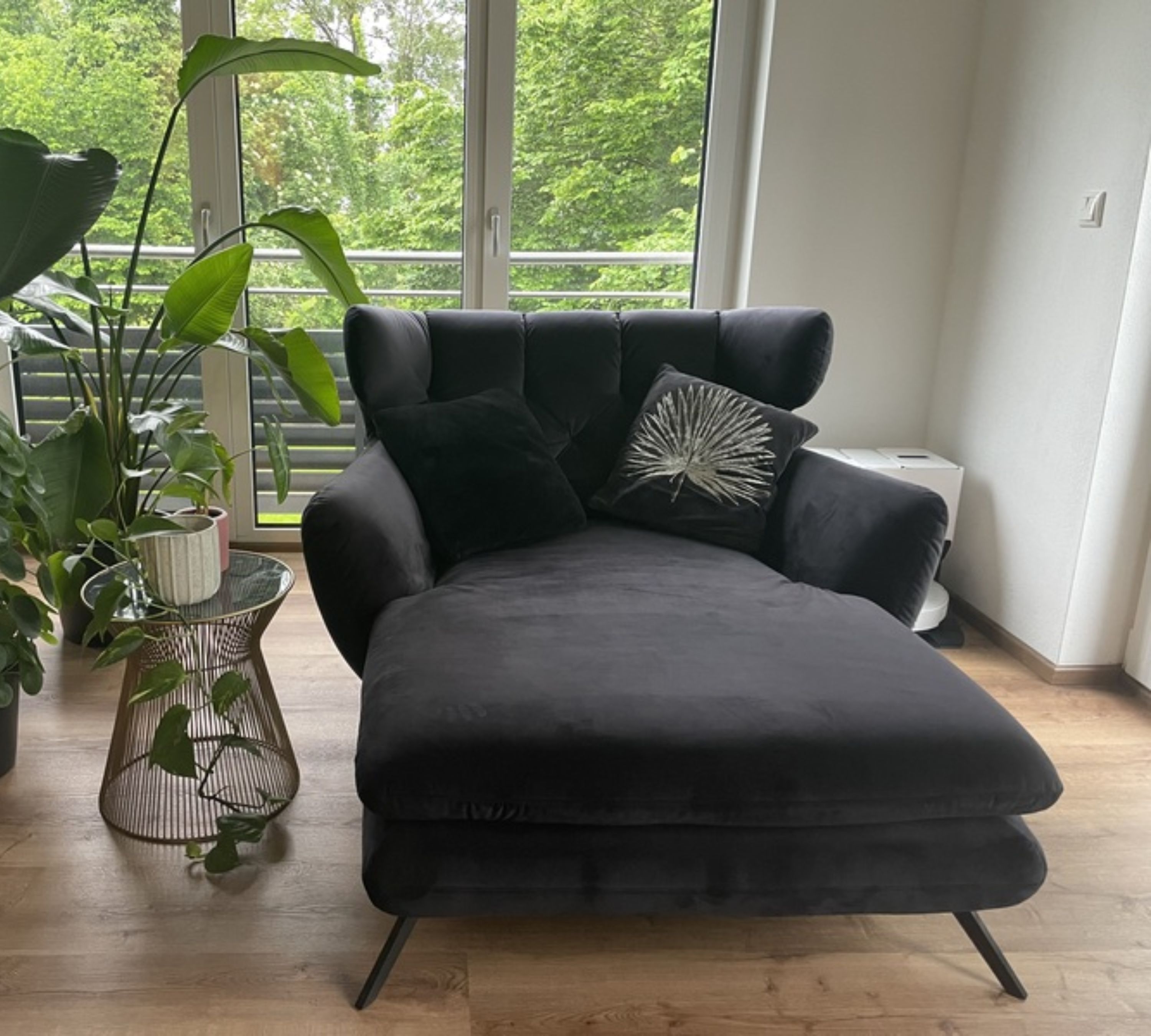 Loungesessel Samt Metall Schwarz