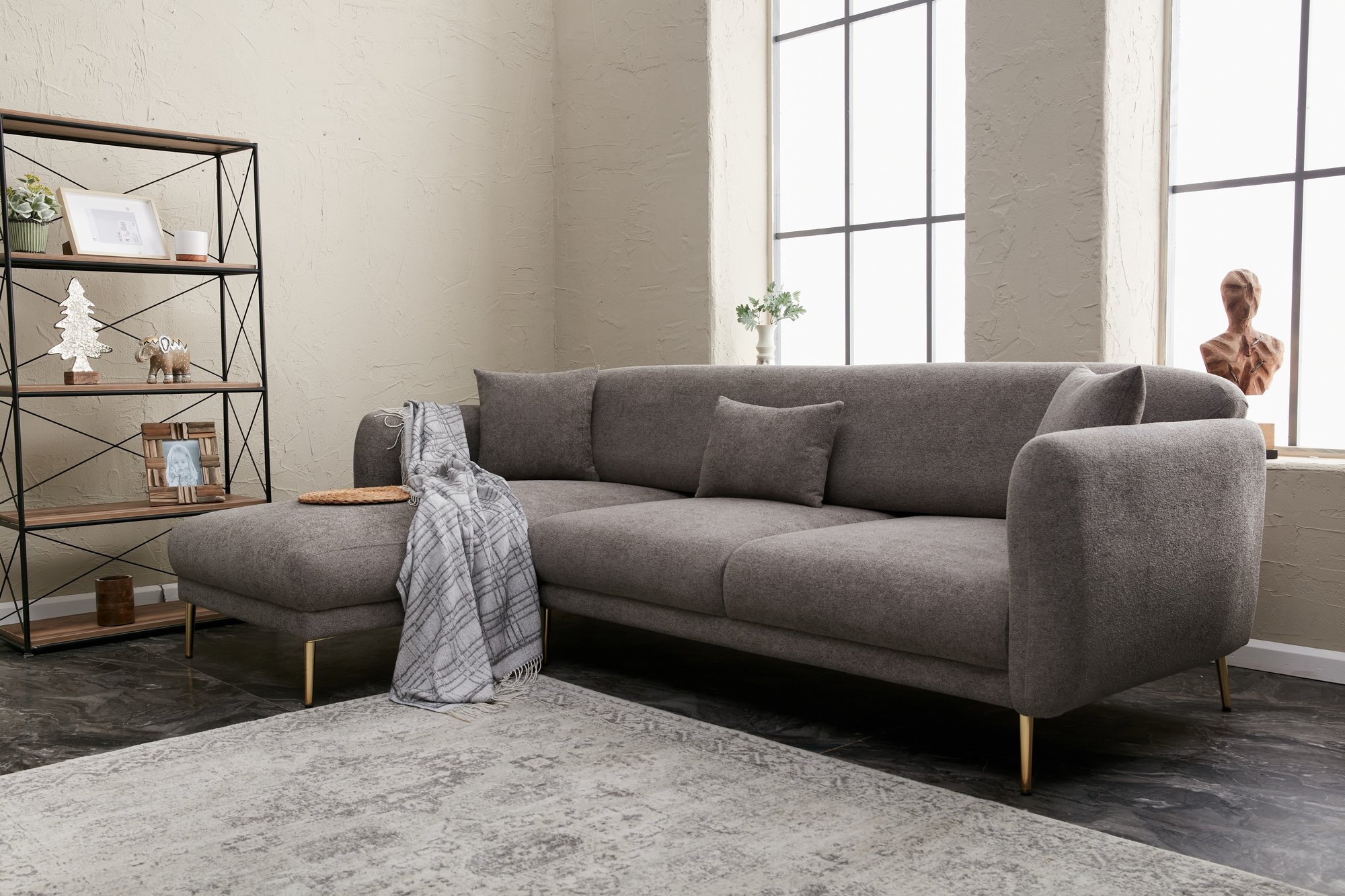 Simena Sofa Récamiere Links Grau