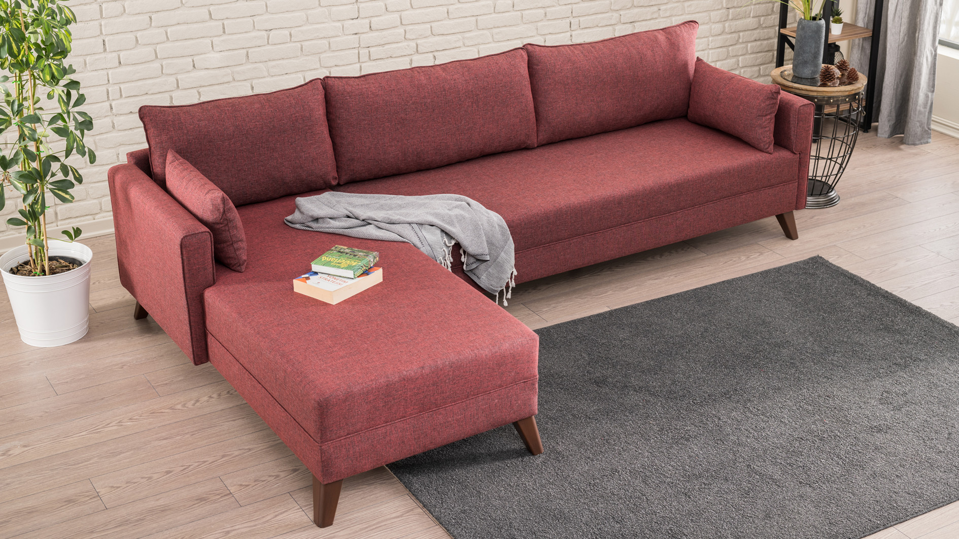 Bella Sofa Récamiere Links  Rot