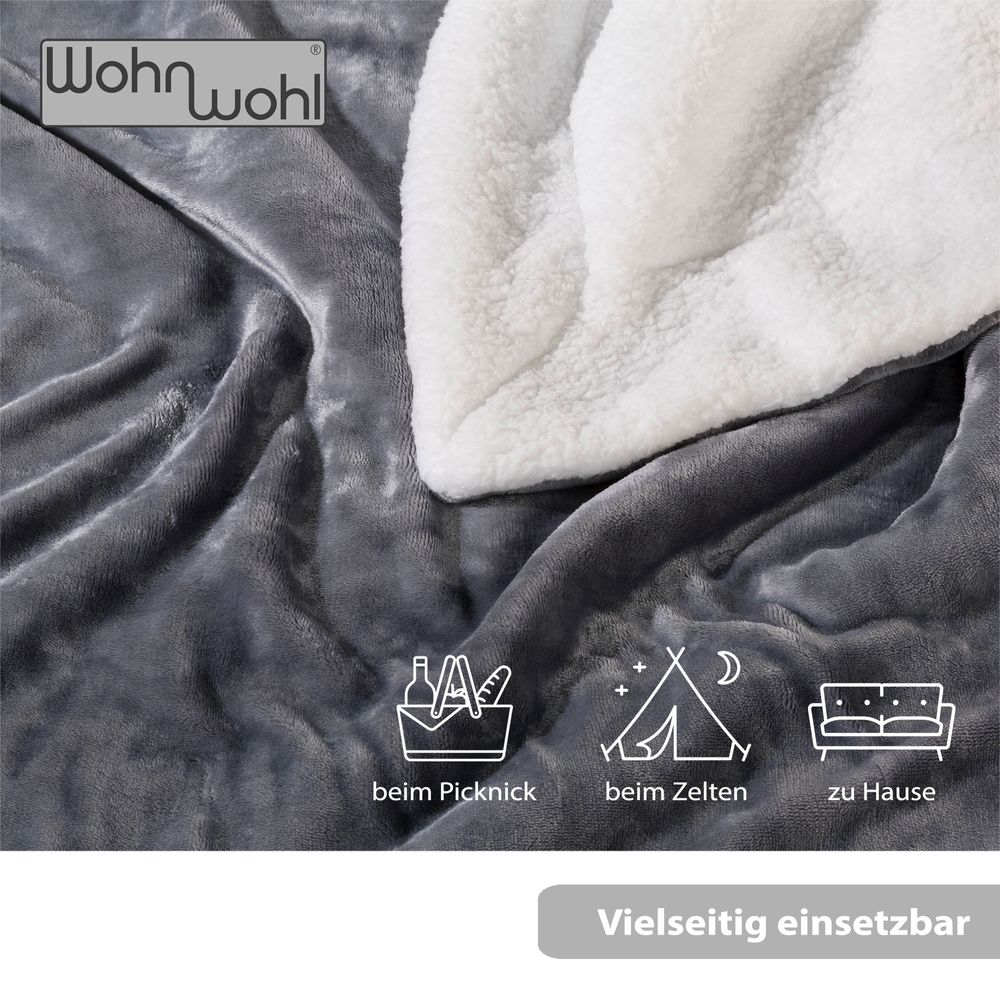 Couchdecke Sherpa Anthrazit