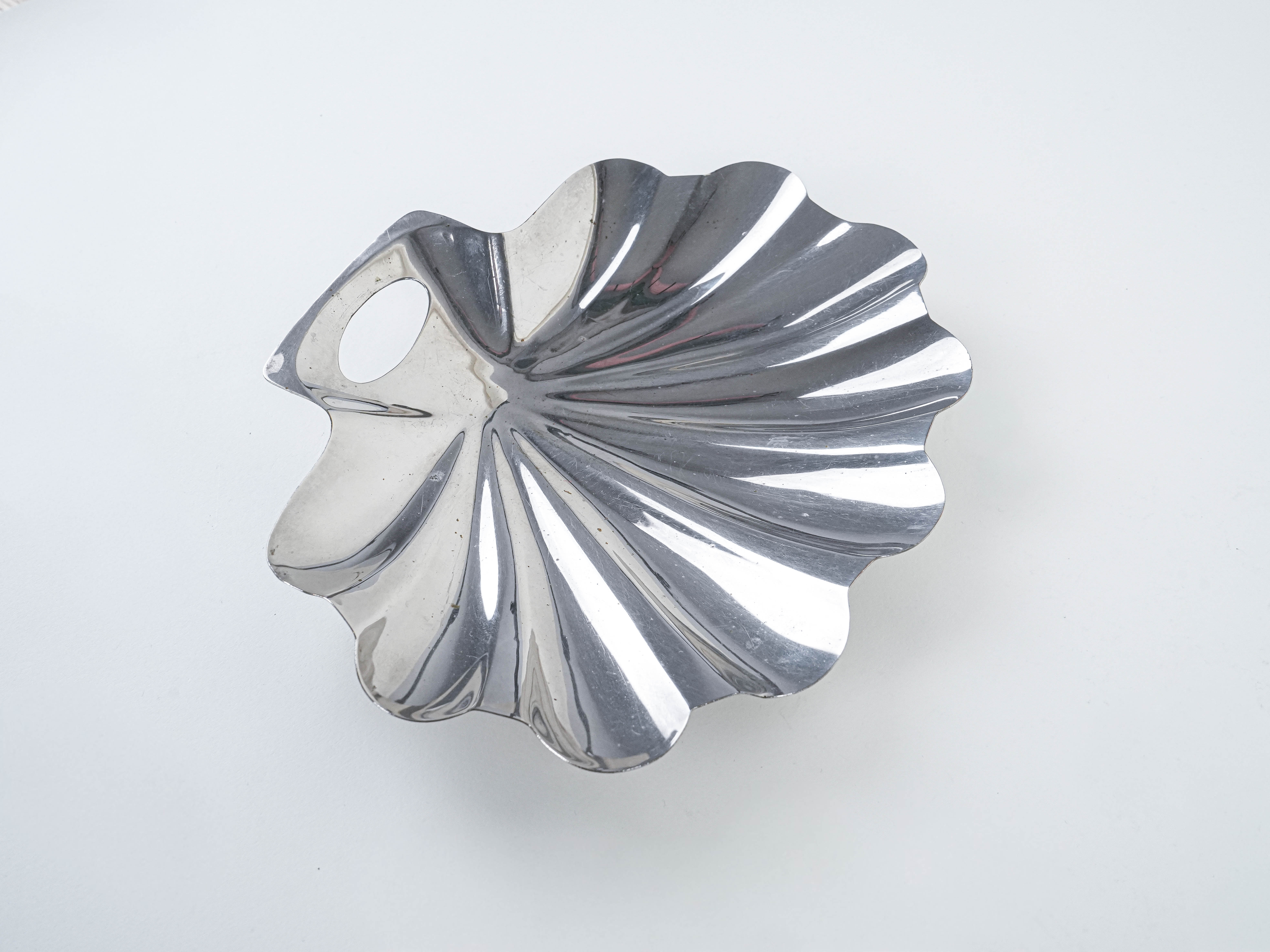 Shell serving bowl, stainless steel 1970s