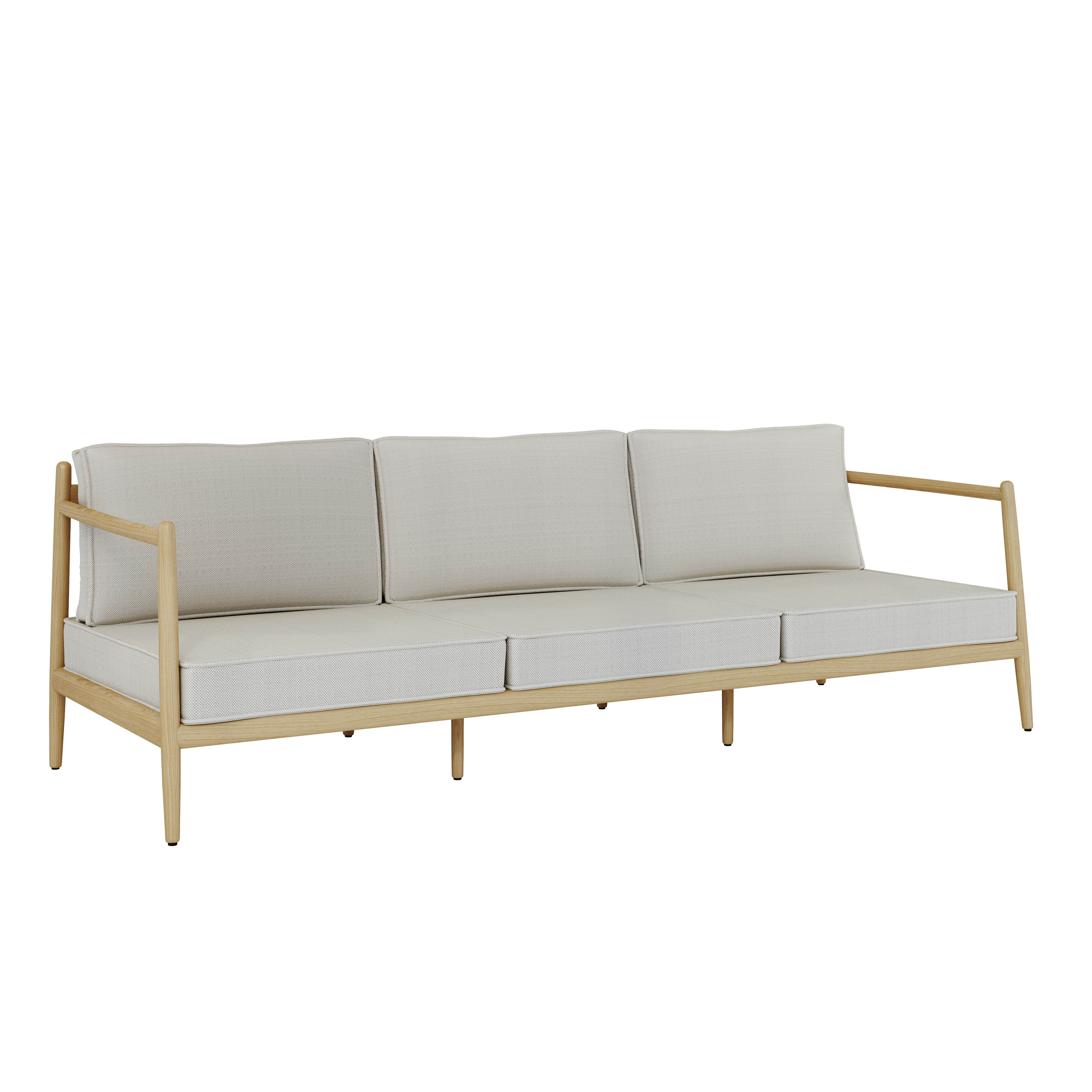 NOA Sofa 3-Sitzer Teakholz Artischocke 3-Kissen Sand