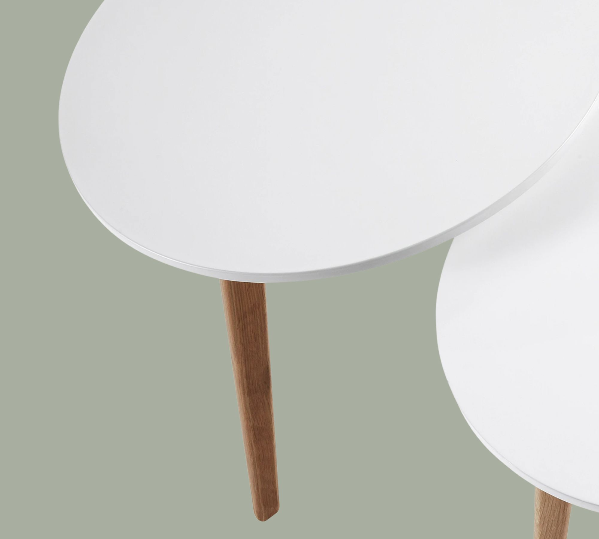 2er Set Beistelltisch Massivholz Weiß