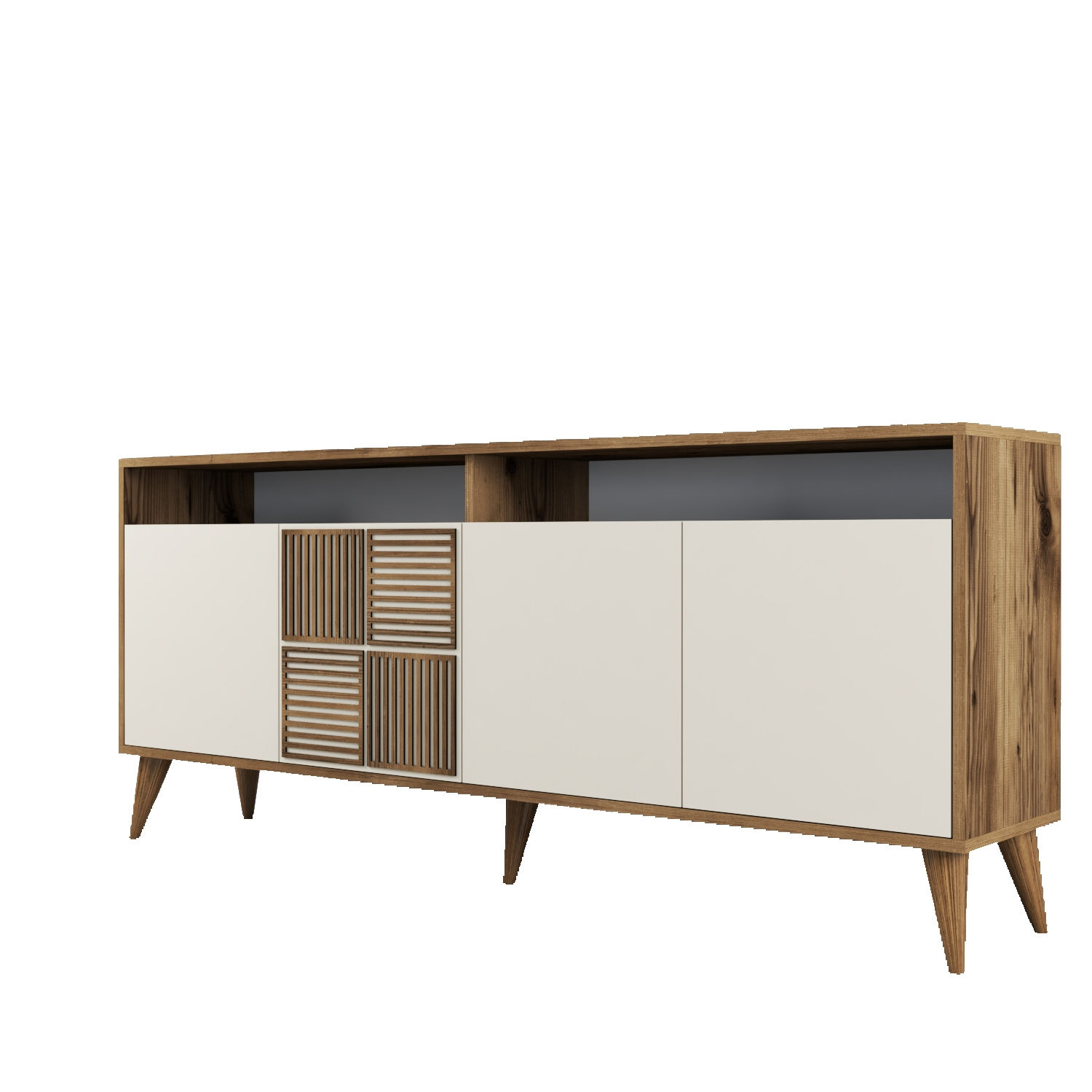 Milan Sideboard Walnussbraun Creme 180cm