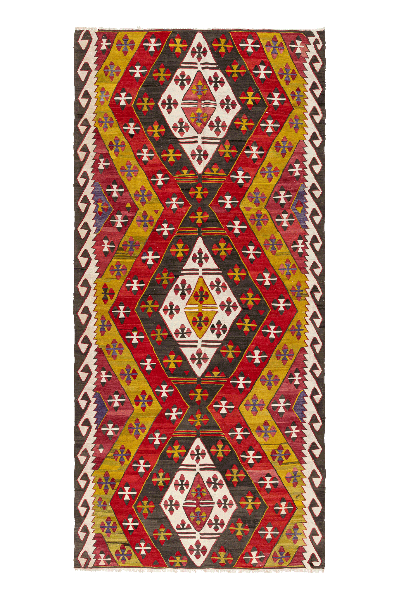 Vintage Kilim Teppich Wolle Mehrfarbig